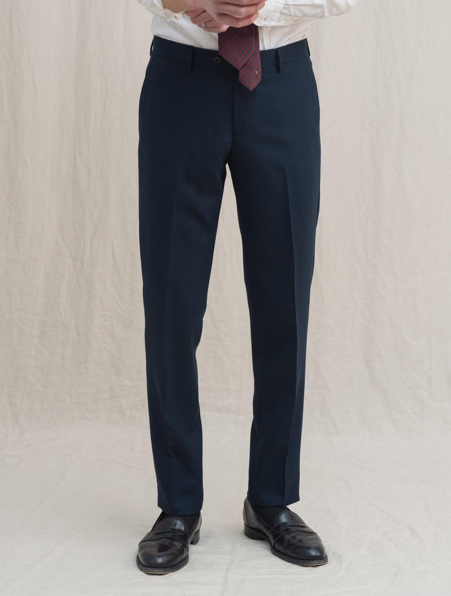 Single Breasted Glencheck Suit Navy Lardini Suits 46