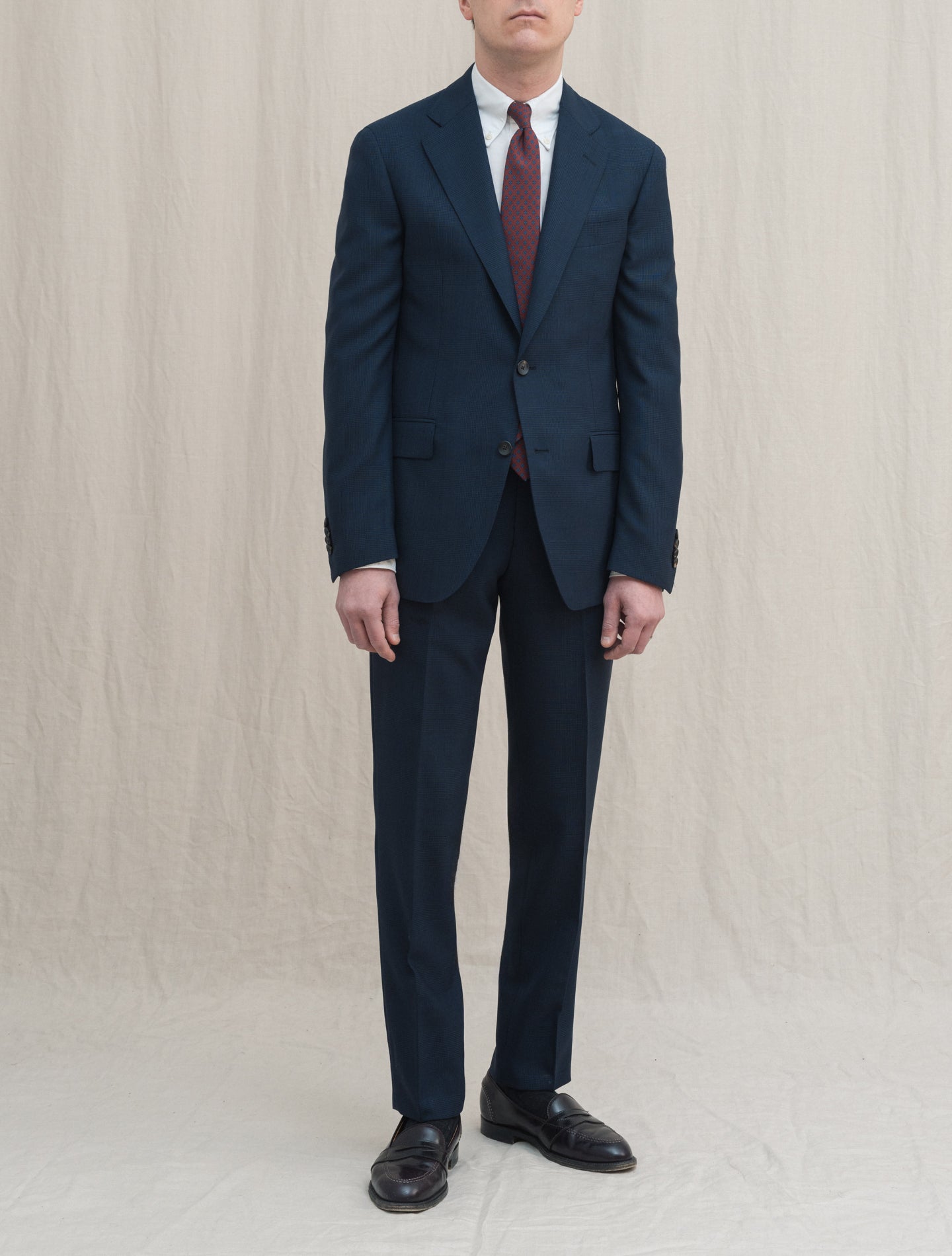 Single Breasted Glencheck Suit Navy Lardini Suits 46