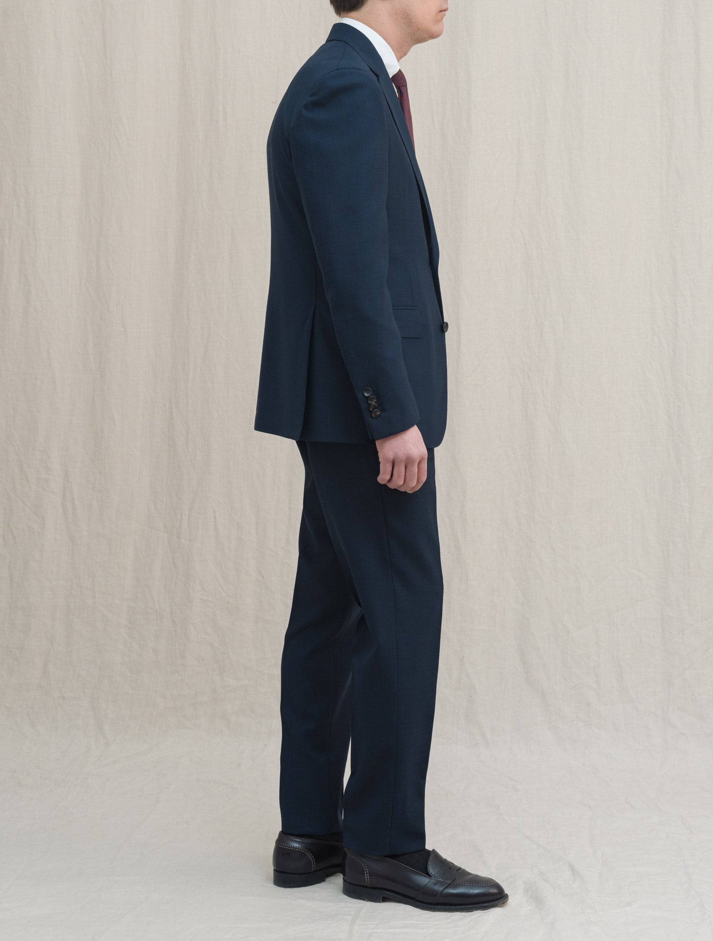 Single Breasted Glencheck Suit Navy Lardini Suits 46