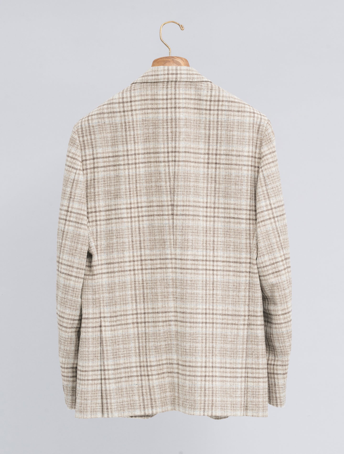 Single Breasted Glencheck Wool Cashmere Jacket Beige Lardini Jackets 48