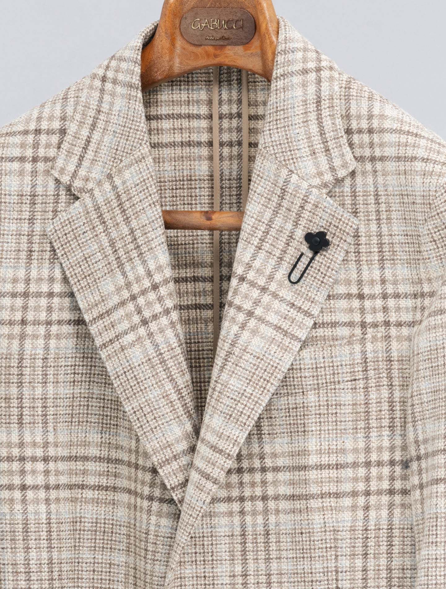 Single Breasted Glencheck Wool Cashmere Jacket Beige Lardini Jackets 48