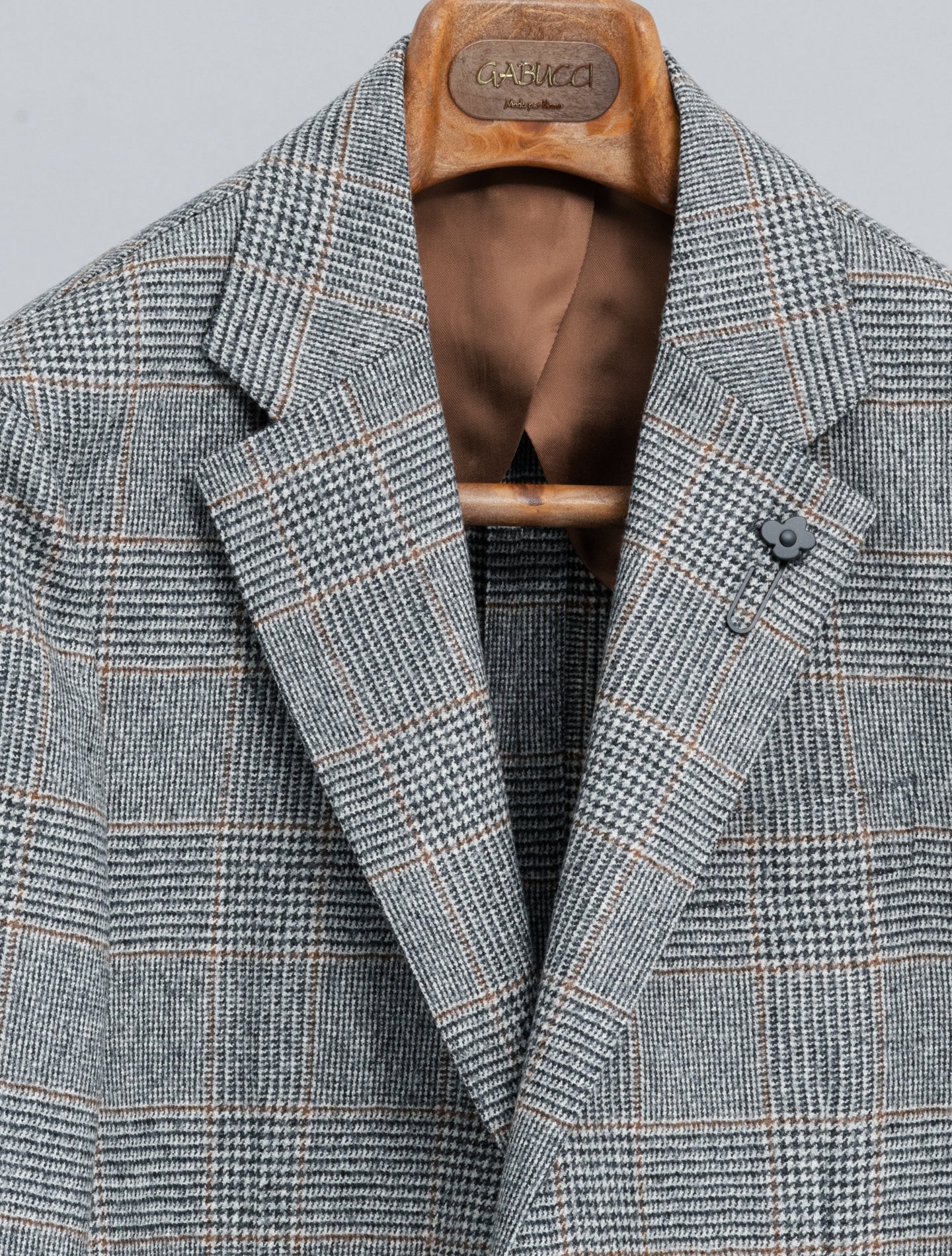 Single Breasted Glencheck Wool Jacket Dark Grey Lardini Jackets 48