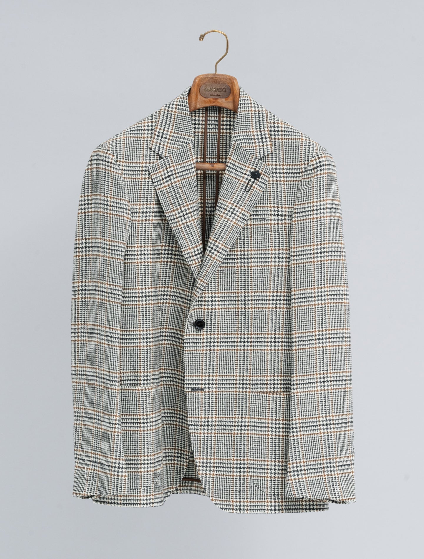 Single Breasted Glencheck Wool Jacket Grey Lardini Jackets 48