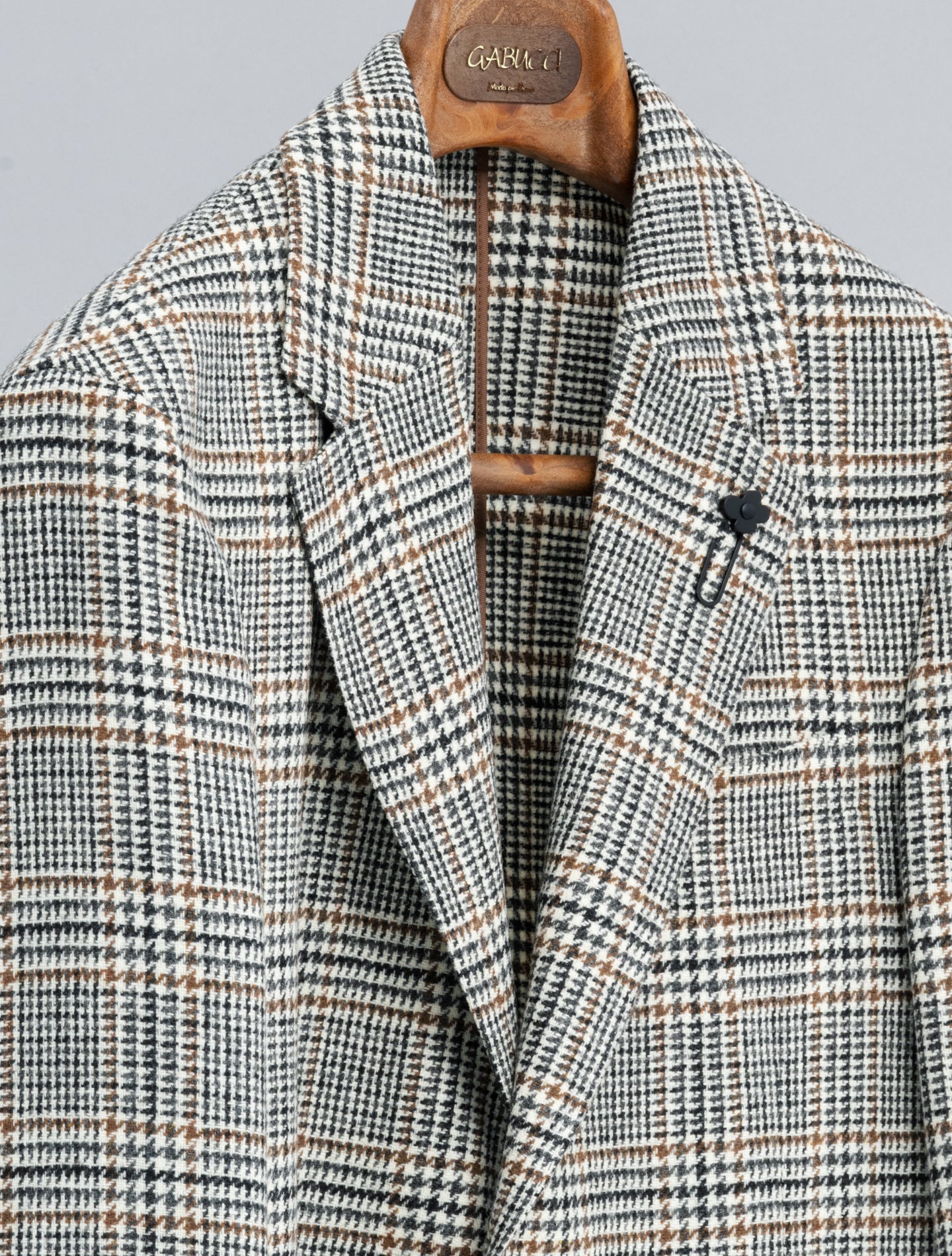 Single Breasted Glencheck Wool Jacket Grey Lardini Jackets 48