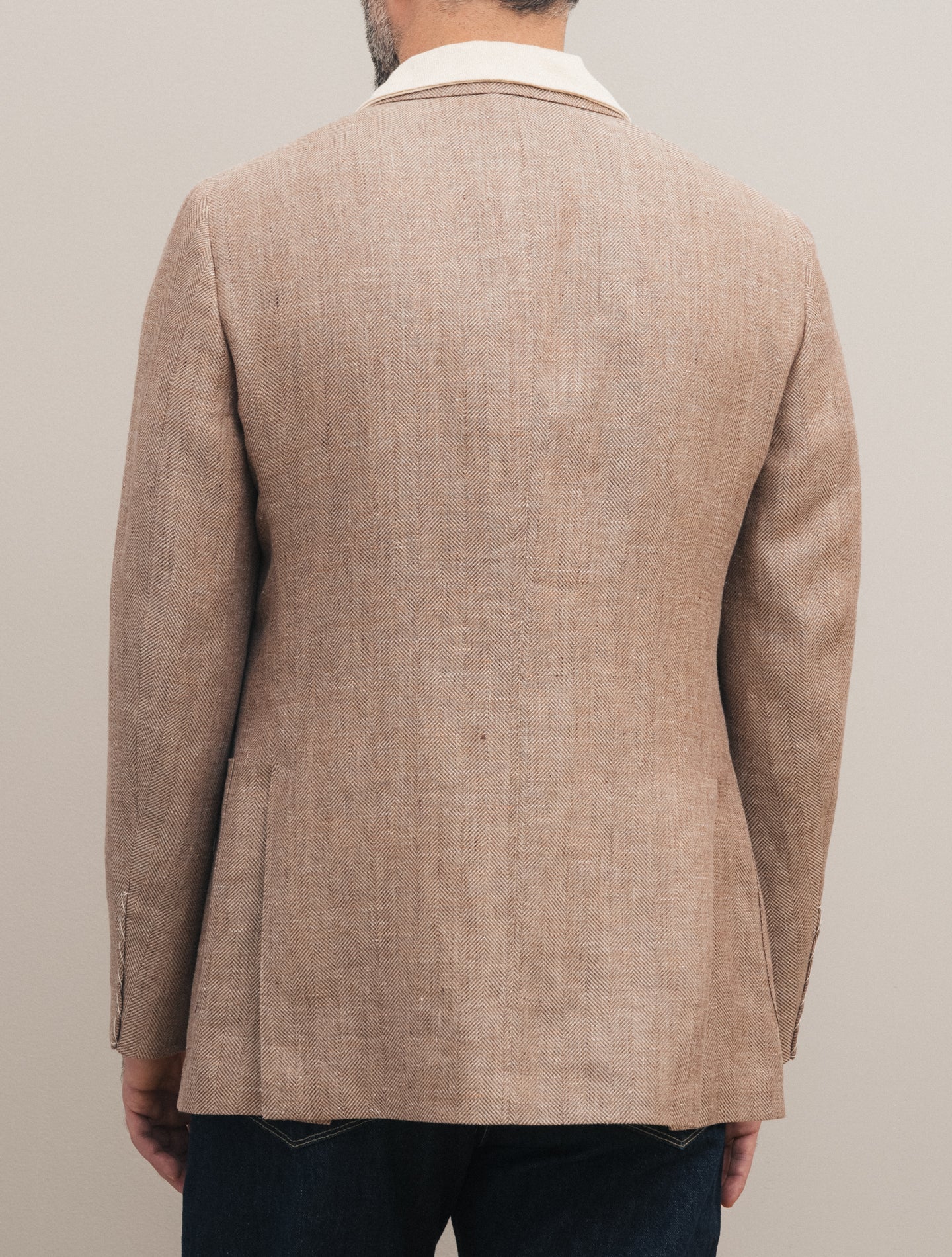 Single Breasted Herringbone Jacket Beige Caruso Jackets 48