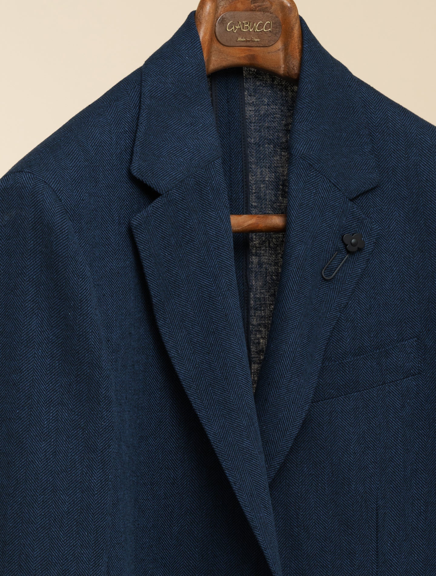 Single Breasted Herringbone Jacket Blue Lardini Jackets 48