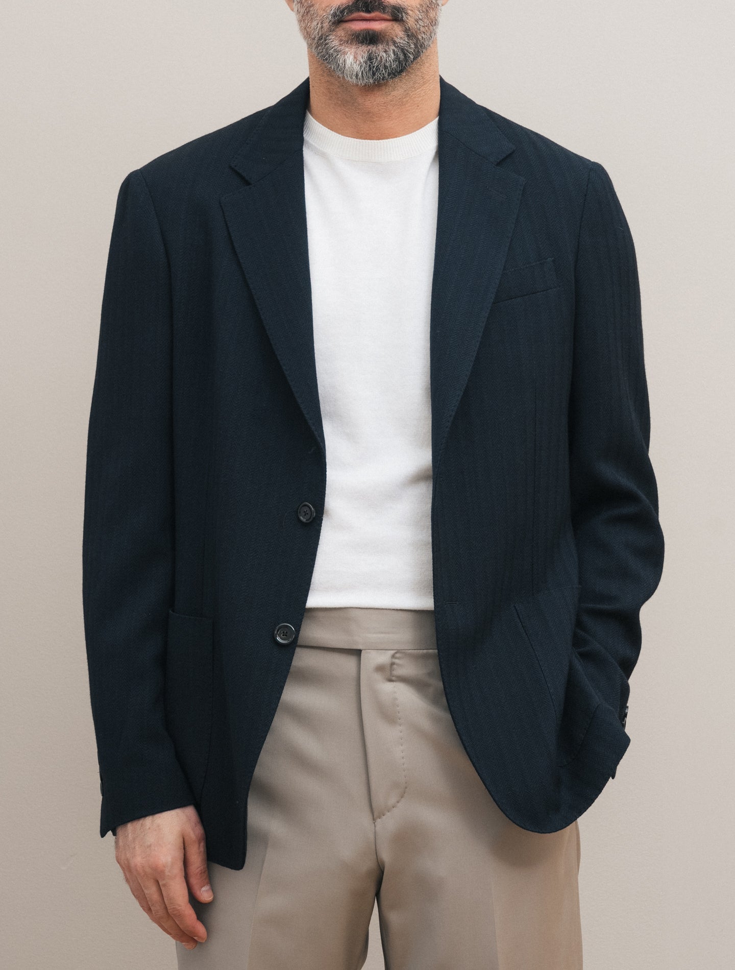 Single Breasted Herringbone Jacket Navy Lardini Jackets 48