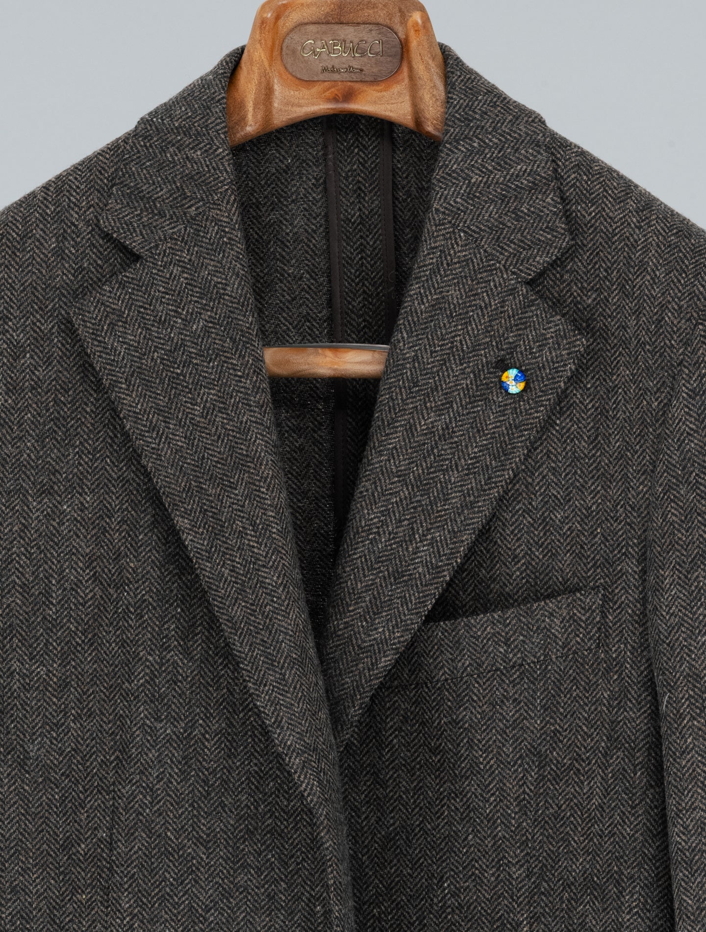 Single Breasted Herringbone Wool Cashmere Jacket Brown Belvest Jackets 48