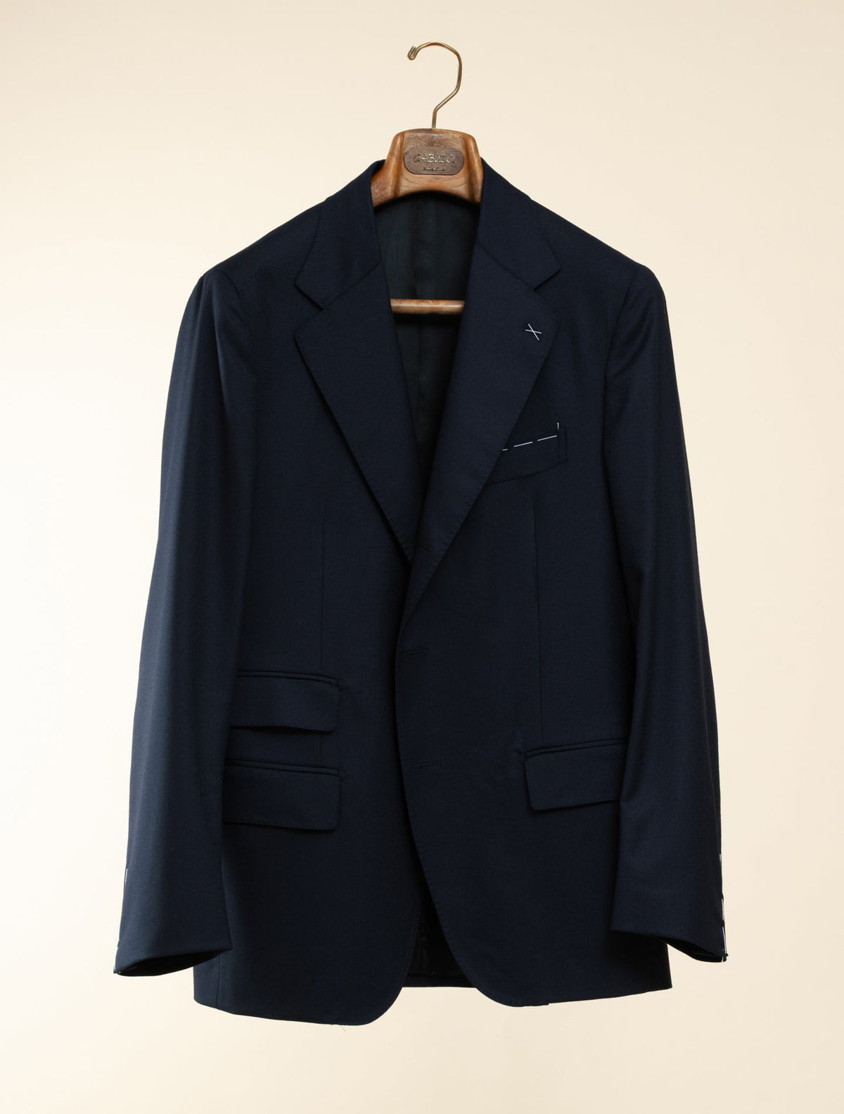 Single Breasted High Twist Wool Suit Navy Gabucci Suits 46