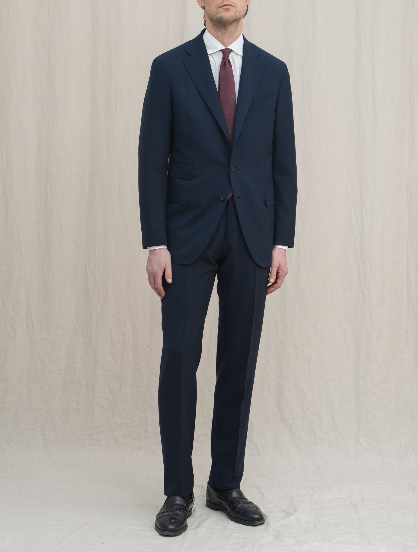 Single Breasted Houdini-Wool Suit Navy | Gabucci