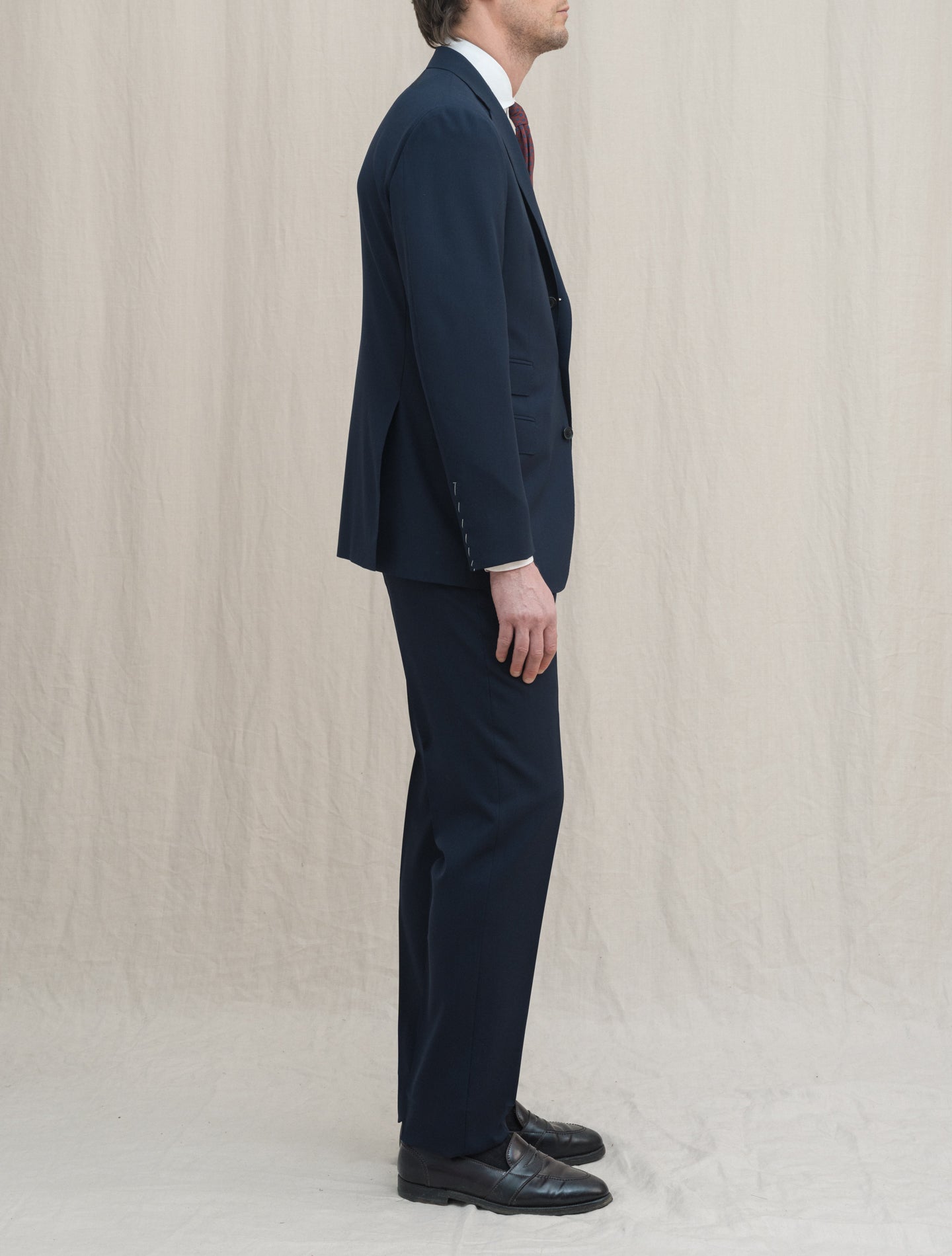 Single Breasted Houdini-Wool Suit Navy | Gabucci