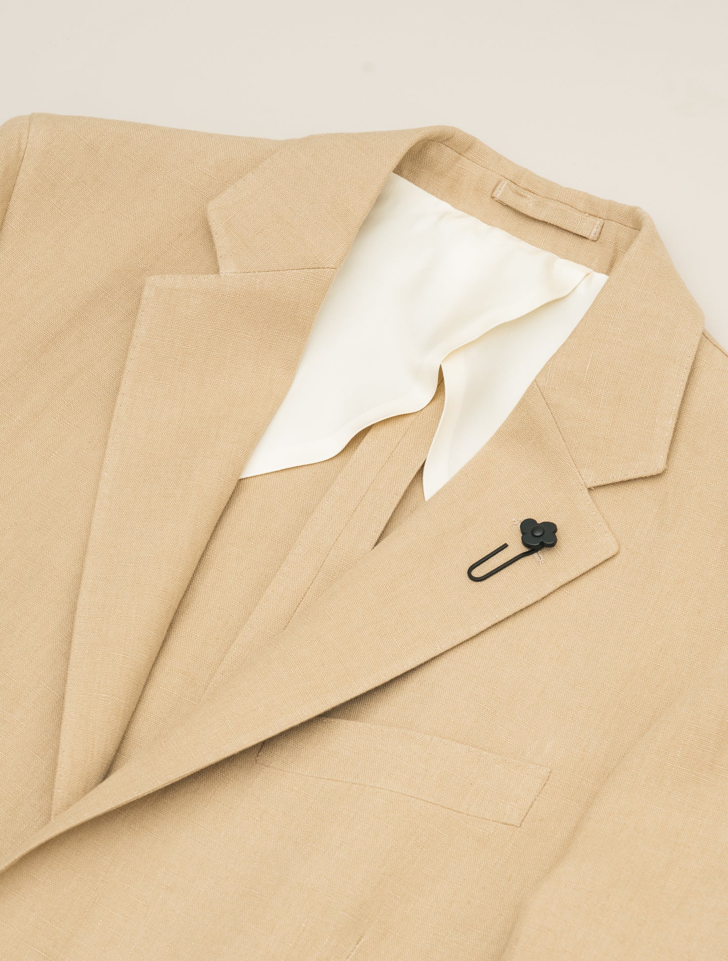 Single Breasted Linen Jacket Beige Lardini Jackets 48