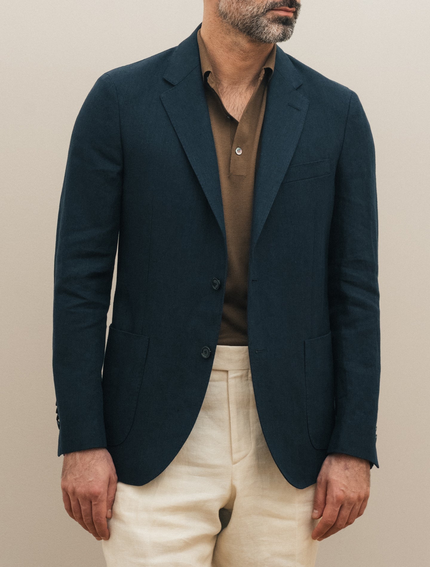 Single Breasted Linen Jacket Navy Lardini Jackets 48