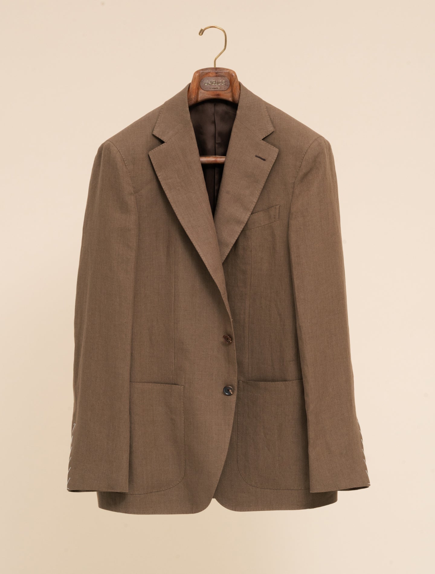 Single Breasted Linen Jacket Tan Caruso Jackets 48