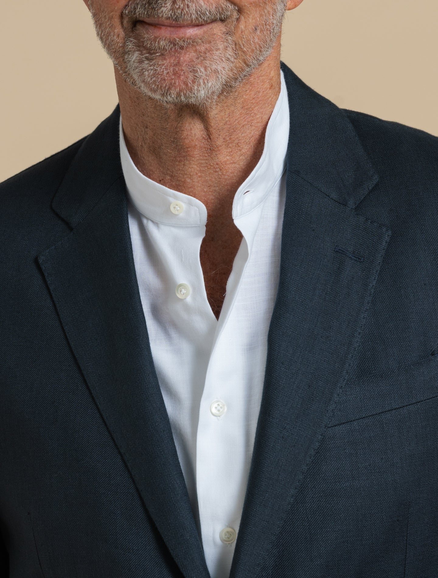 Single Breasted Linen Twill Suit Jacket Navy Lardini 48