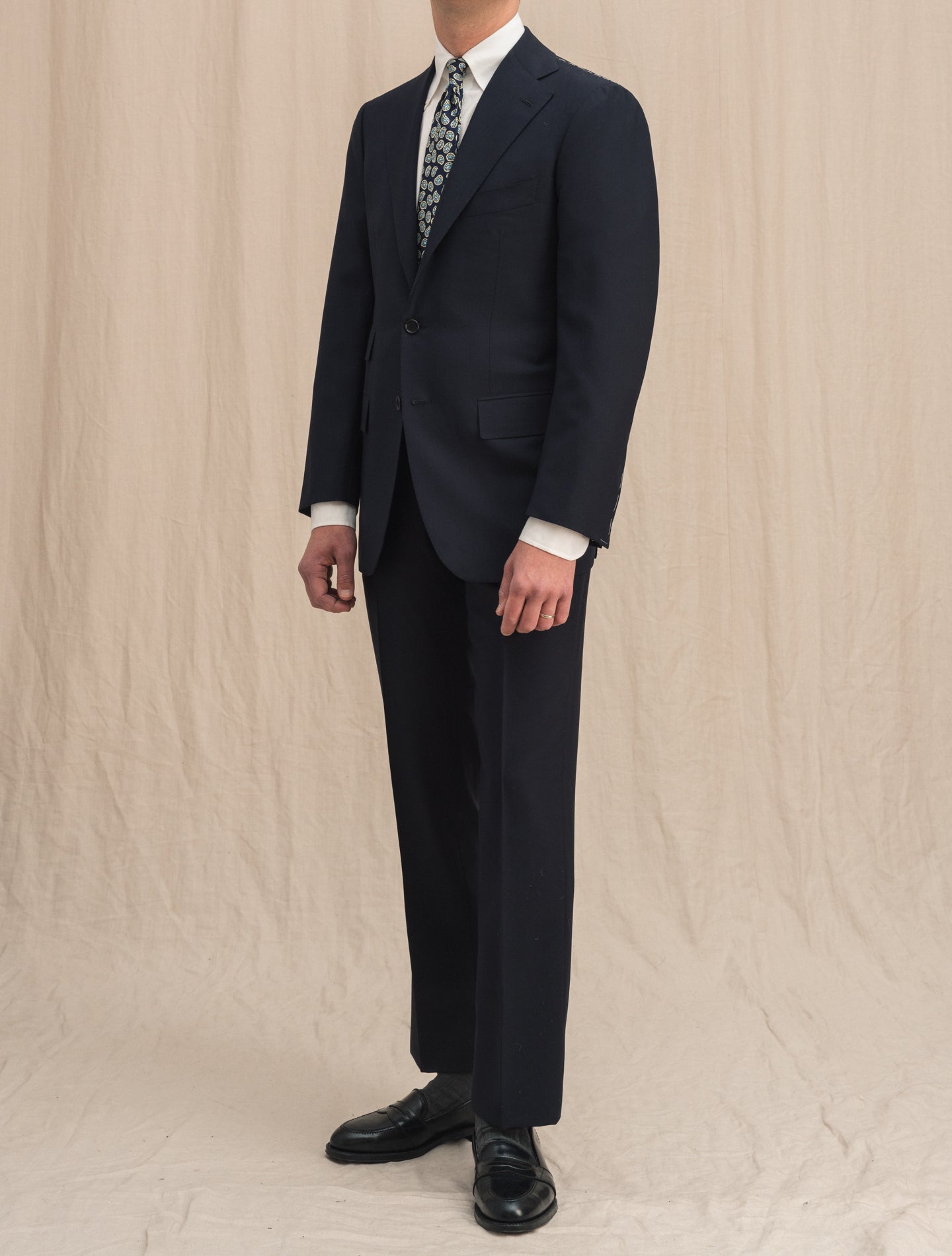 Single Breasted s150 Wool Suit Midnight Blue Cesare Attolini Suits 46