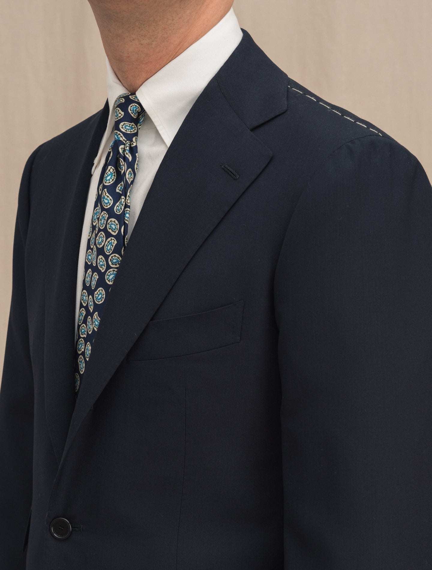 Single Breasted s150 Wool Suit Midnight Blue Cesare Attolini Suits 46