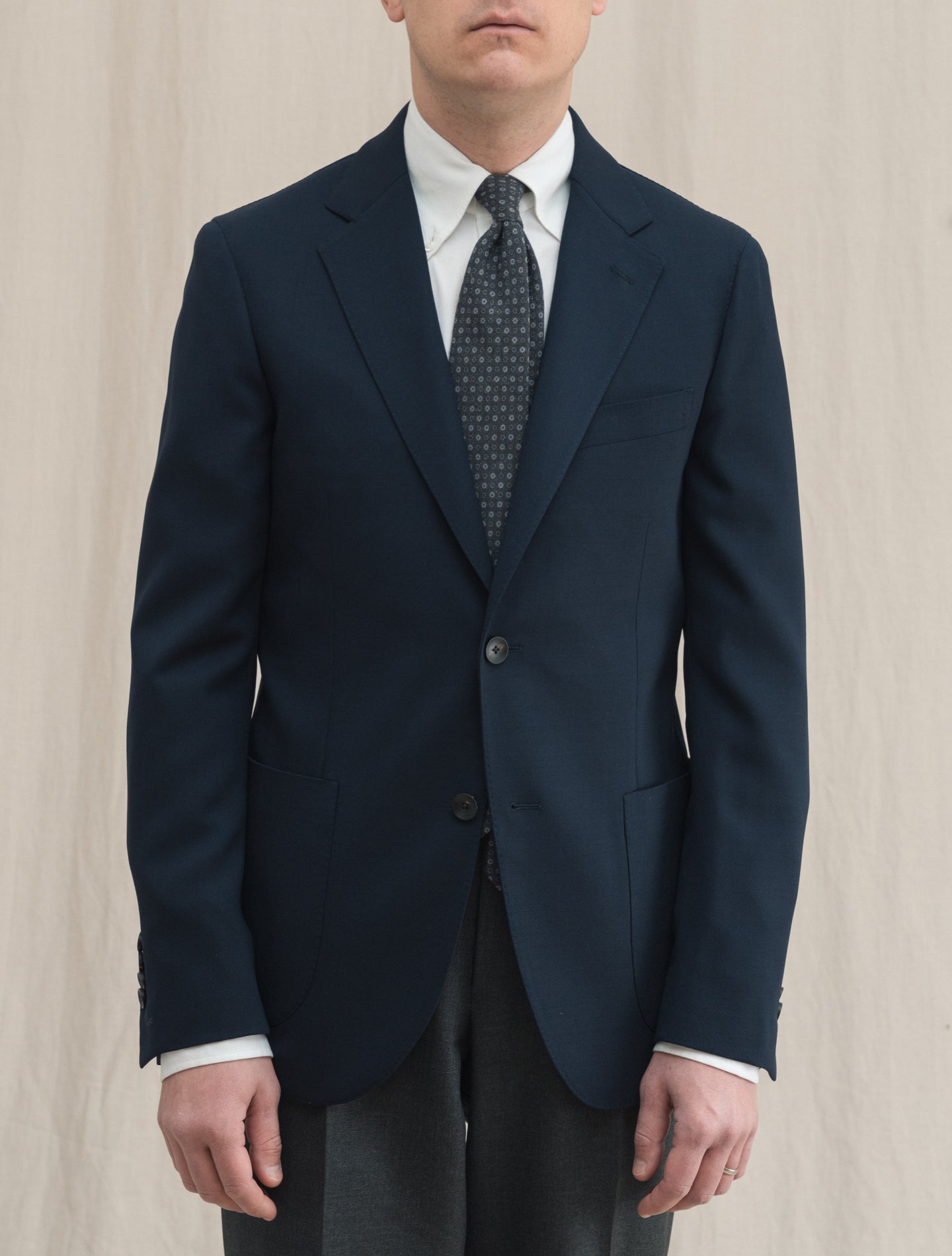 Single Breasted Structured Jacket Navy Lardini Jackets 46