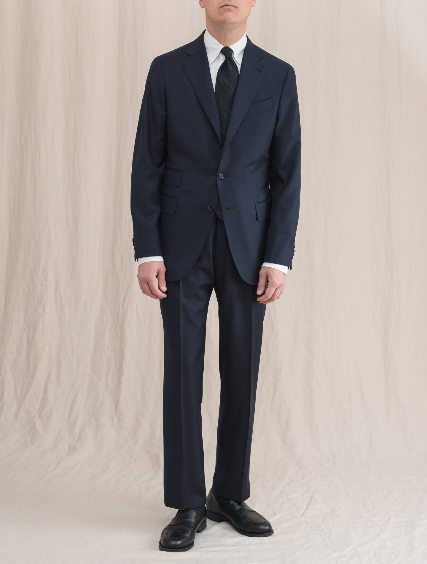 Single Breasted Twill Boheme Suit Navy Caruso Suits 48