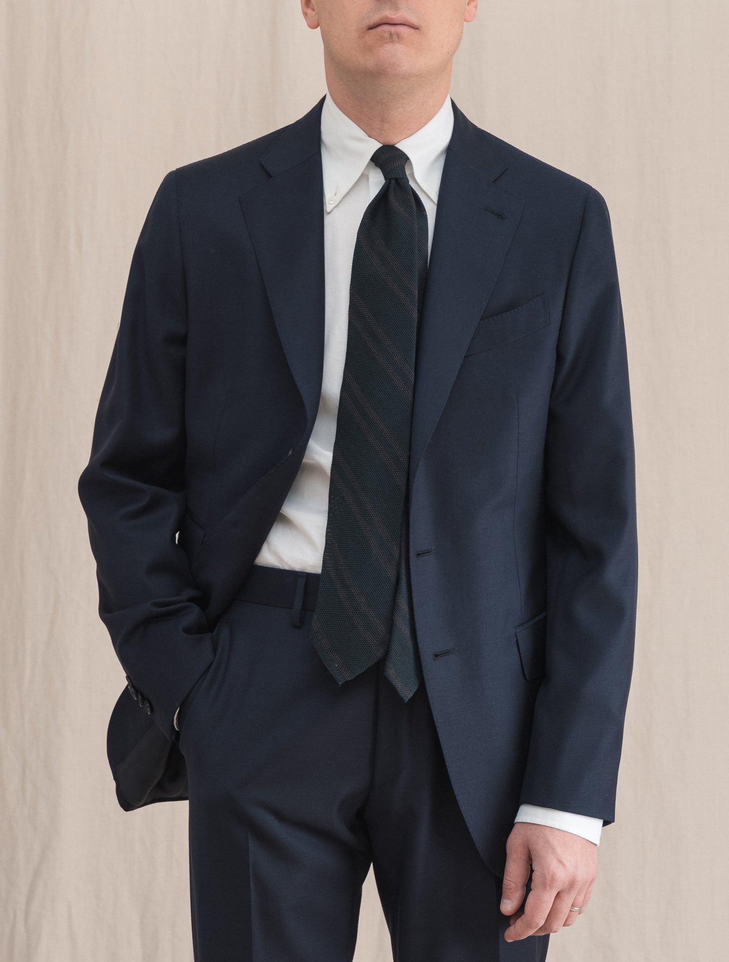 Single Breasted Twill Boheme Suit Navy | Gabucci