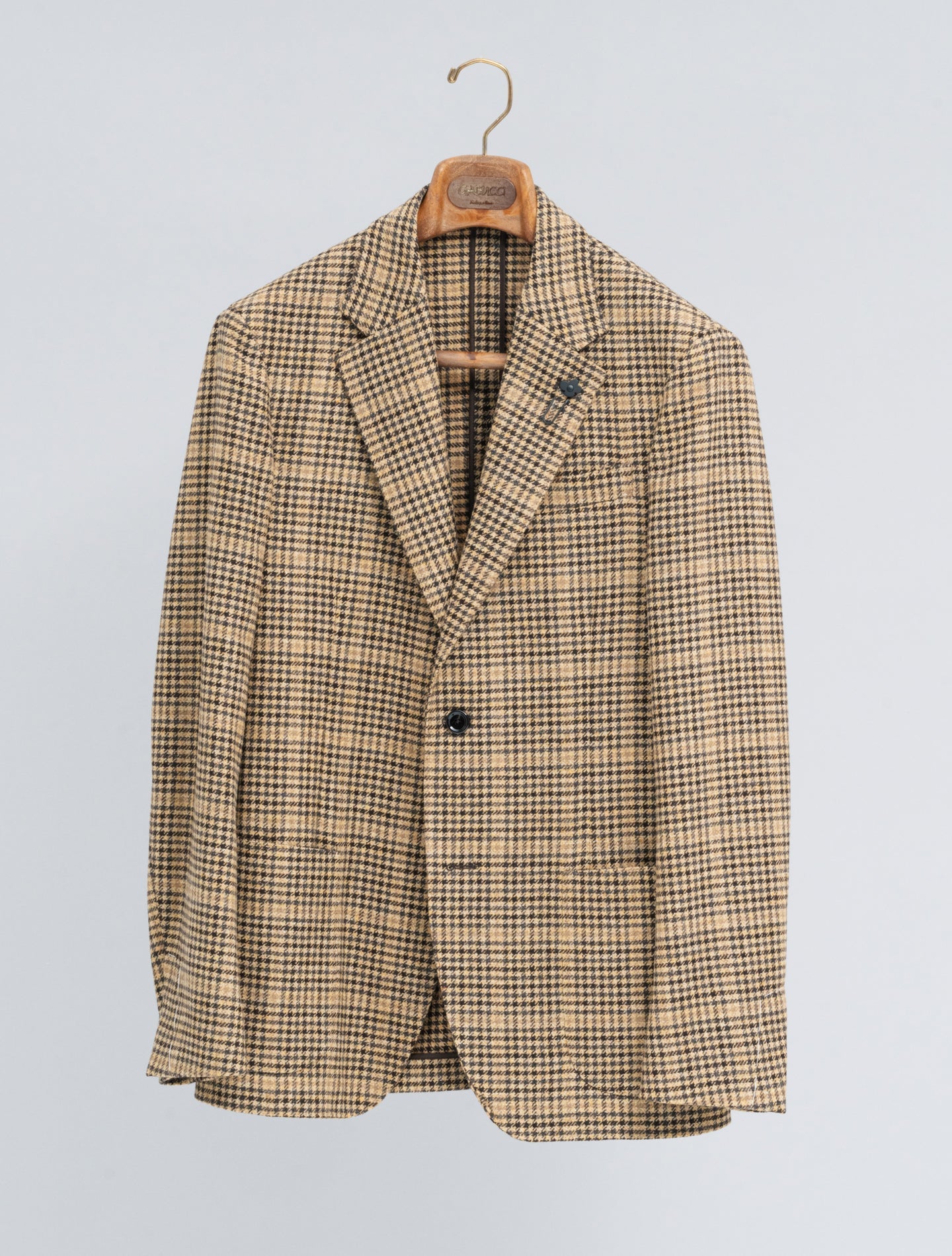 Single Breasted Wool Cashmere Checked Jacket Brown Lardini Jackets 48
