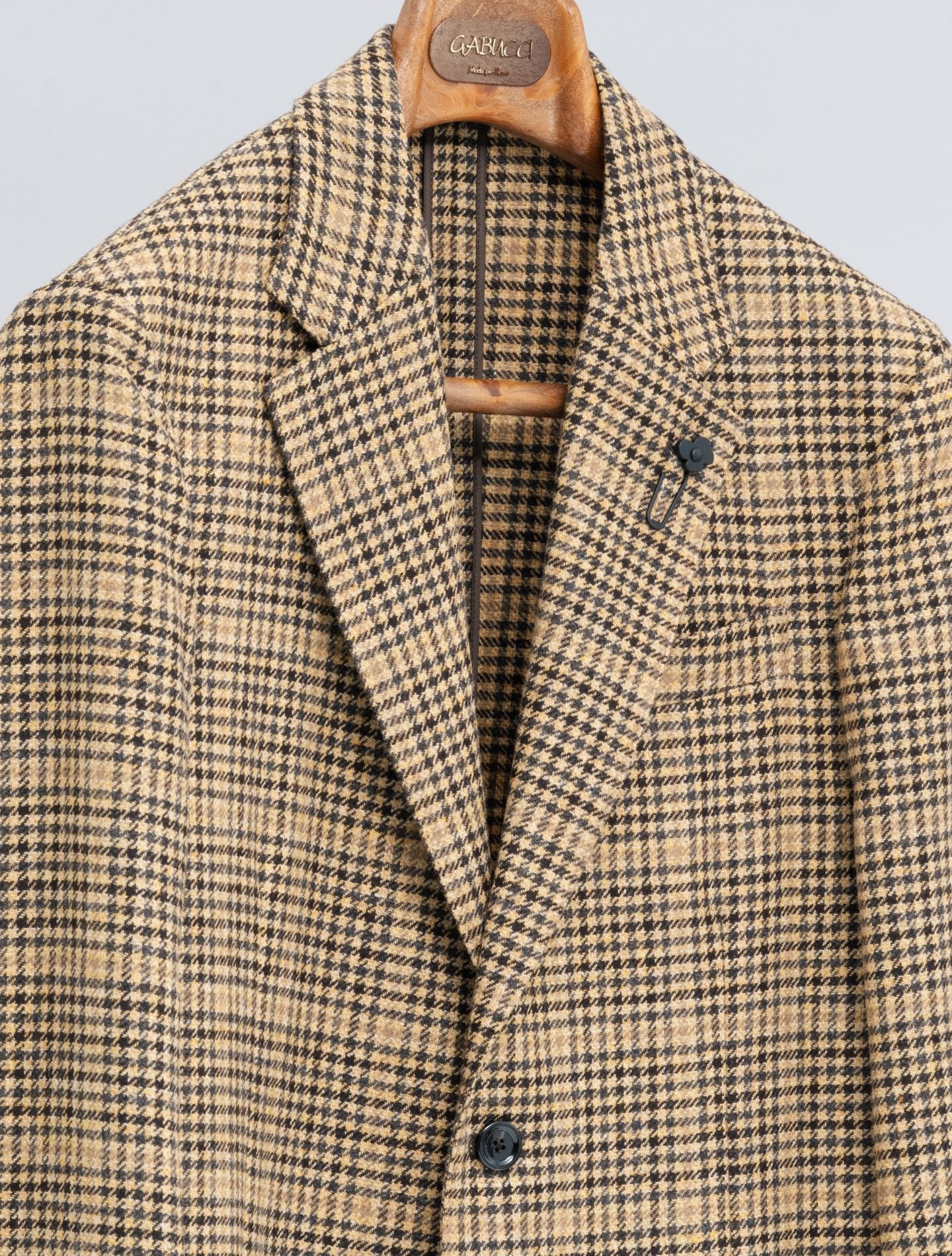 Single Breasted Wool Cashmere Checked Jacket Brown Lardini Jackets 48