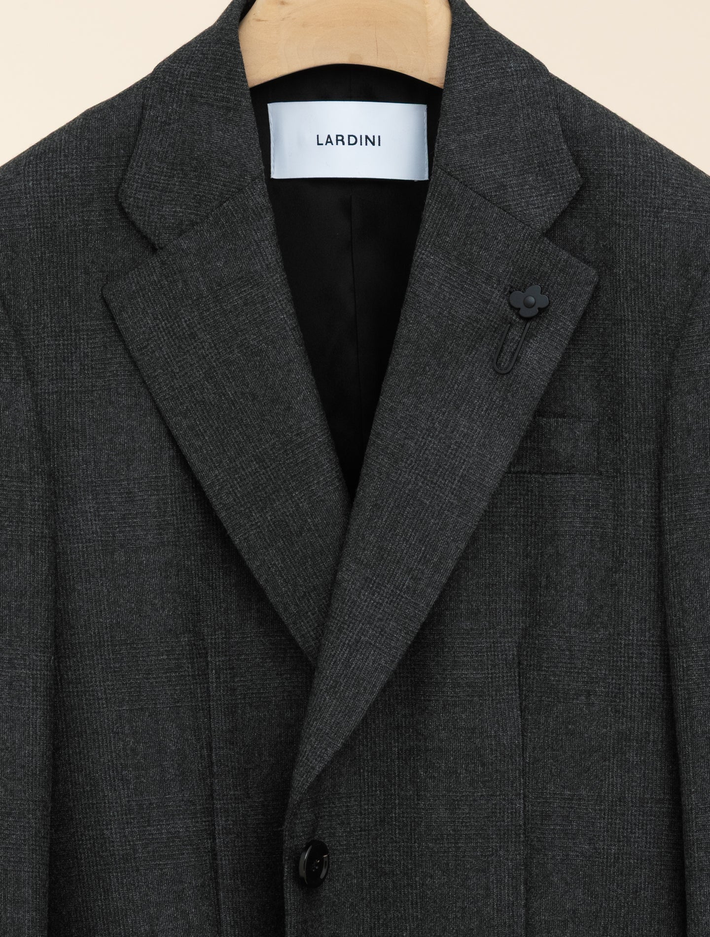 Single Breasted Wool Cashmere Glencheck Jacket Grey Lardini Jackets IT 38