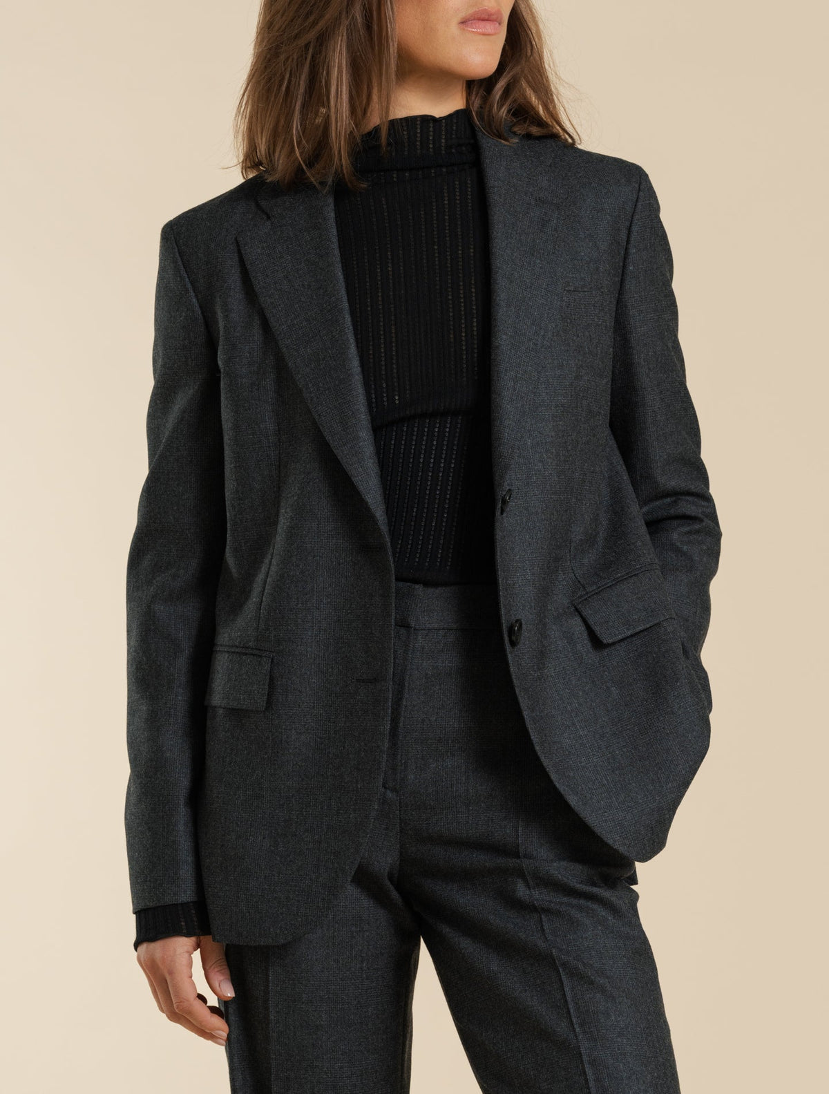 Single Breasted Wool Cashmere Glencheck Jacket Grey Lardini Jackets IT 38