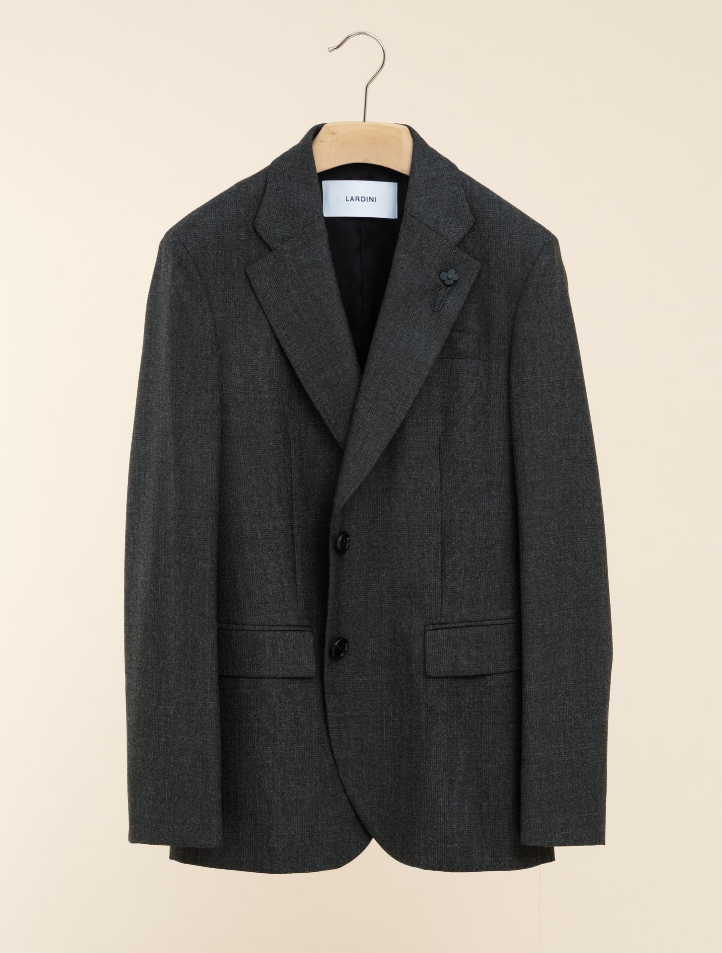 Single Breasted Wool Cashmere Glencheck Jacket Grey Lardini Jackets IT 38