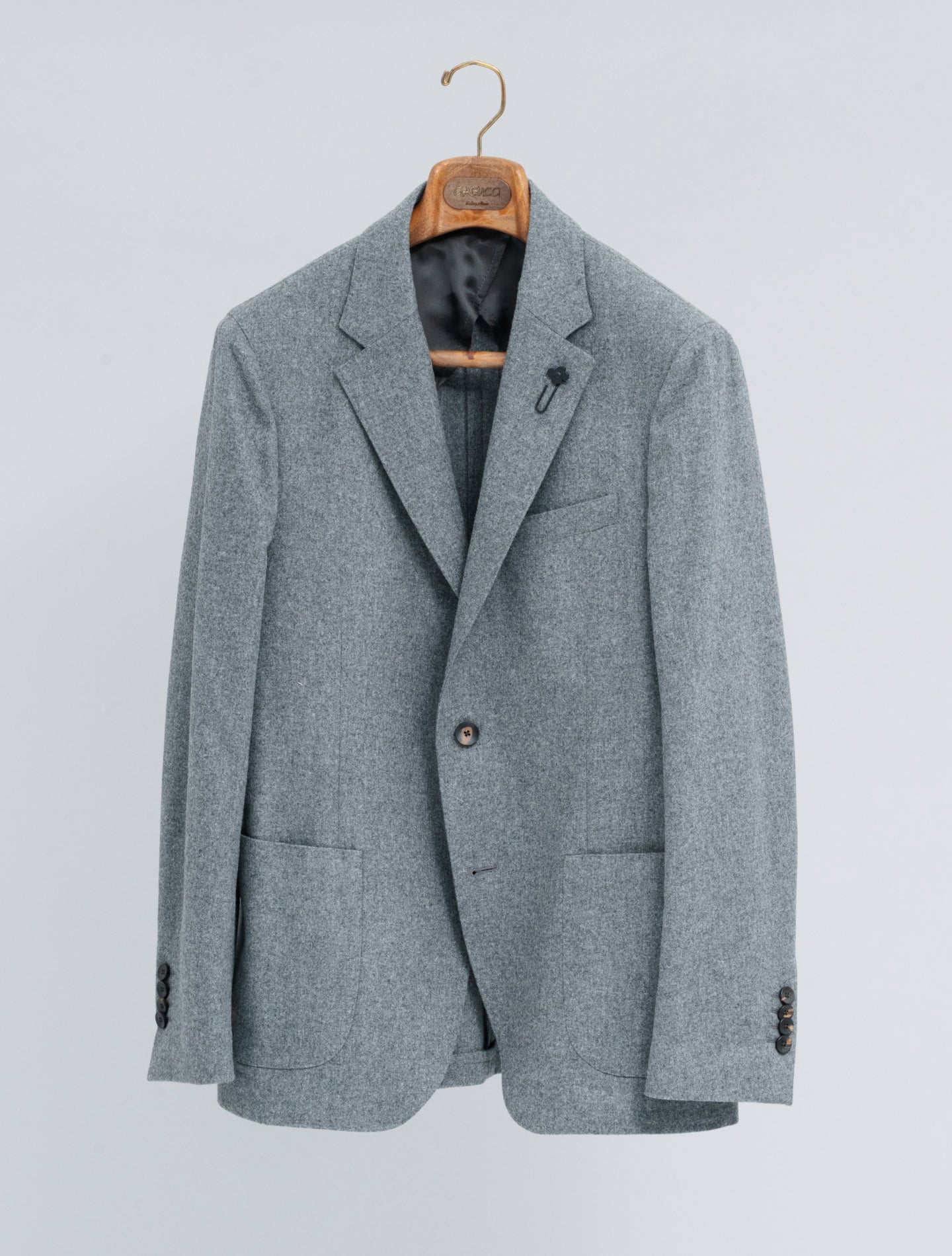 Single Breasted Wool Cashmere Jacket Grey Lardini Jackets 48