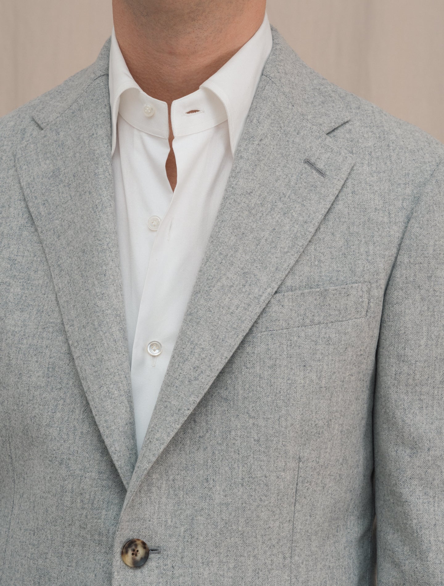 Single Breasted Wool Cashmere Jacket Light Grey | Gabucci