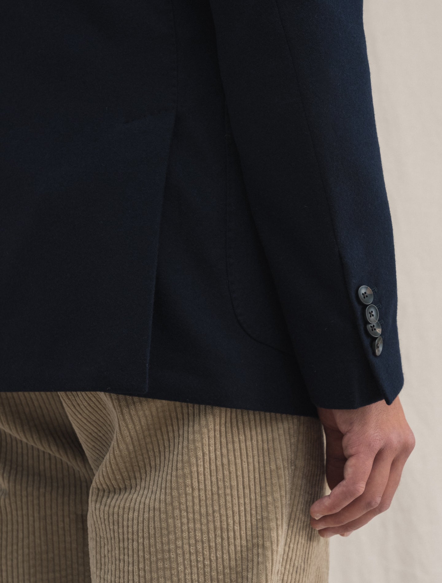 Single Breasted Wool Cashmere Jacket Navy | Gabucci