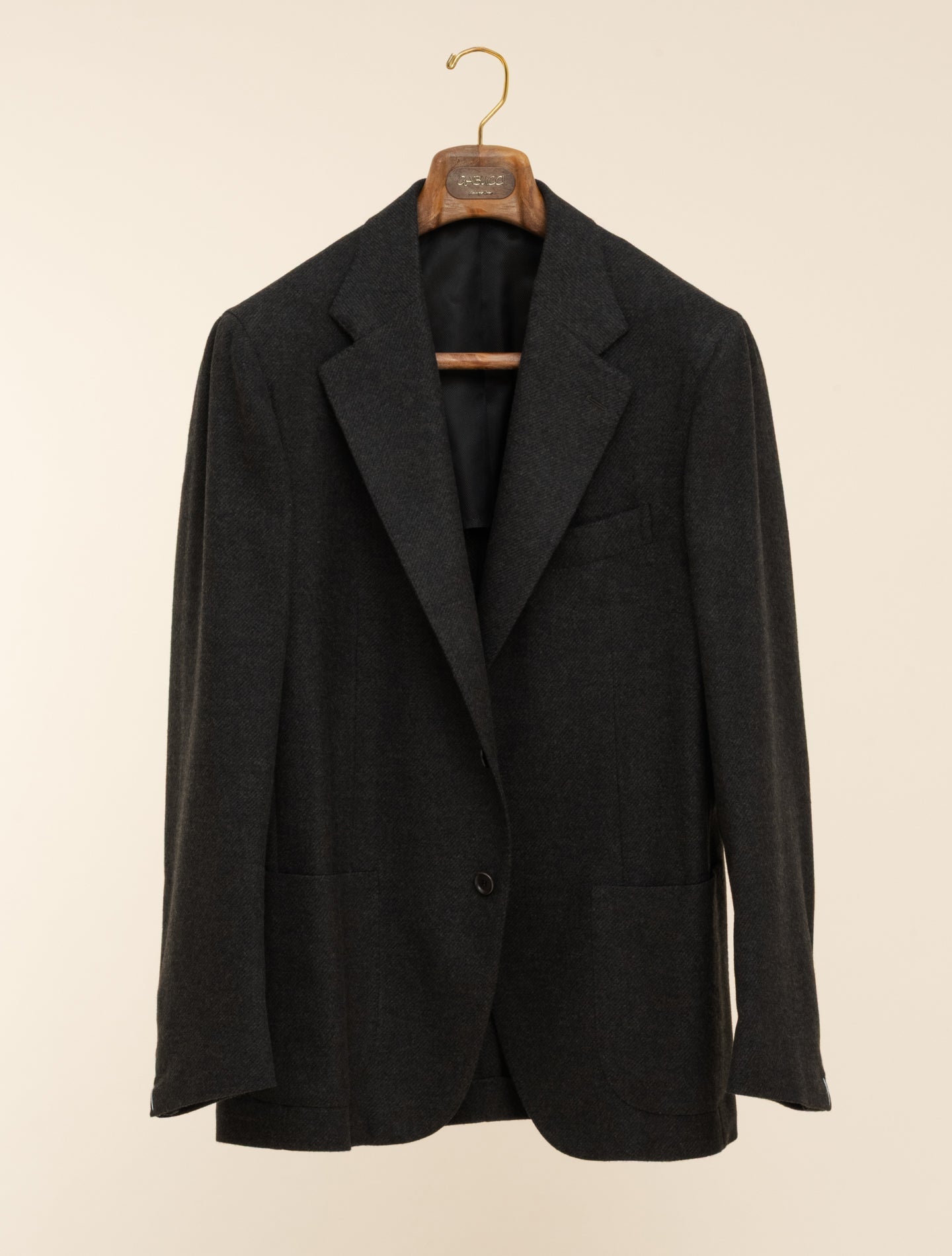 Single Breasted Wool Cashmere Twill Jacket Dark Brown Gabucci Jackets 48