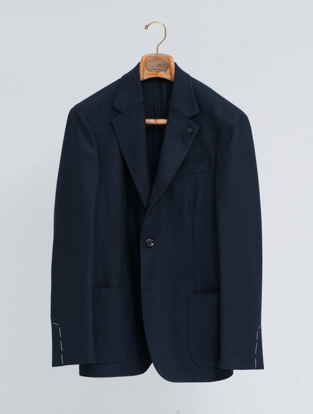 Lardini Single Breasted Wool Cashmere Twill Jacket Navy | Gabucci