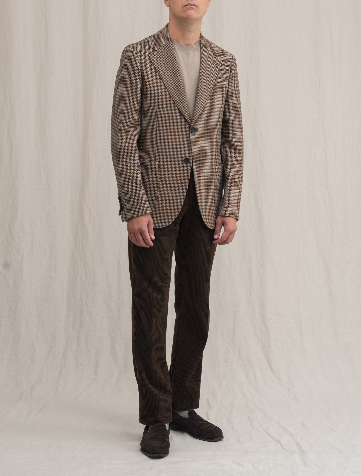 Single Breasted Wool Checked Jacket Beige | Gabucci