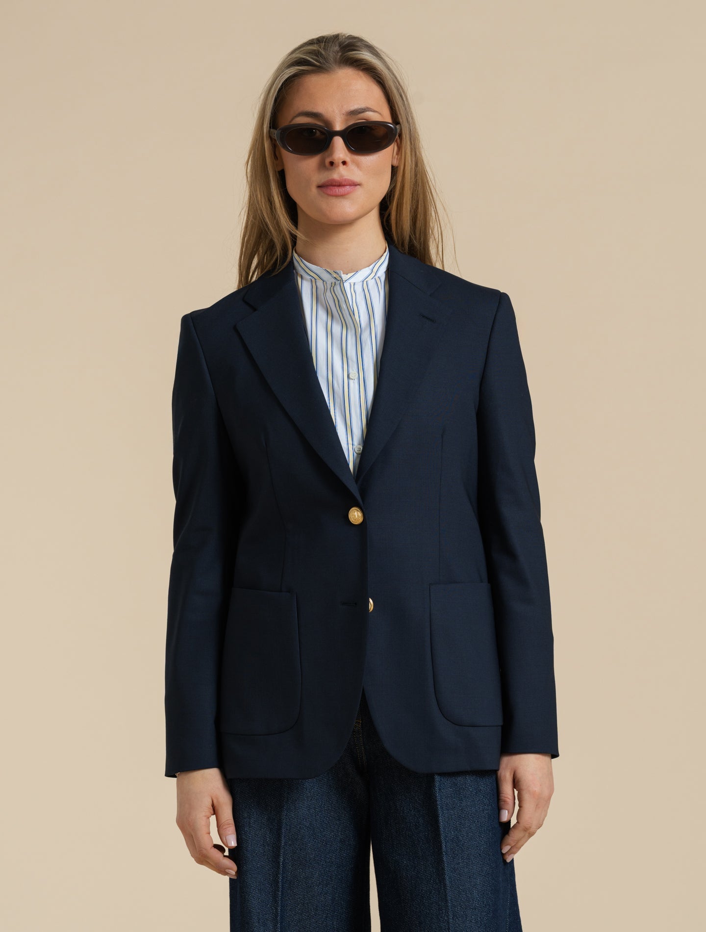 Single Breasted Wool Club Blazer Navy Lardini Jackets IT 38