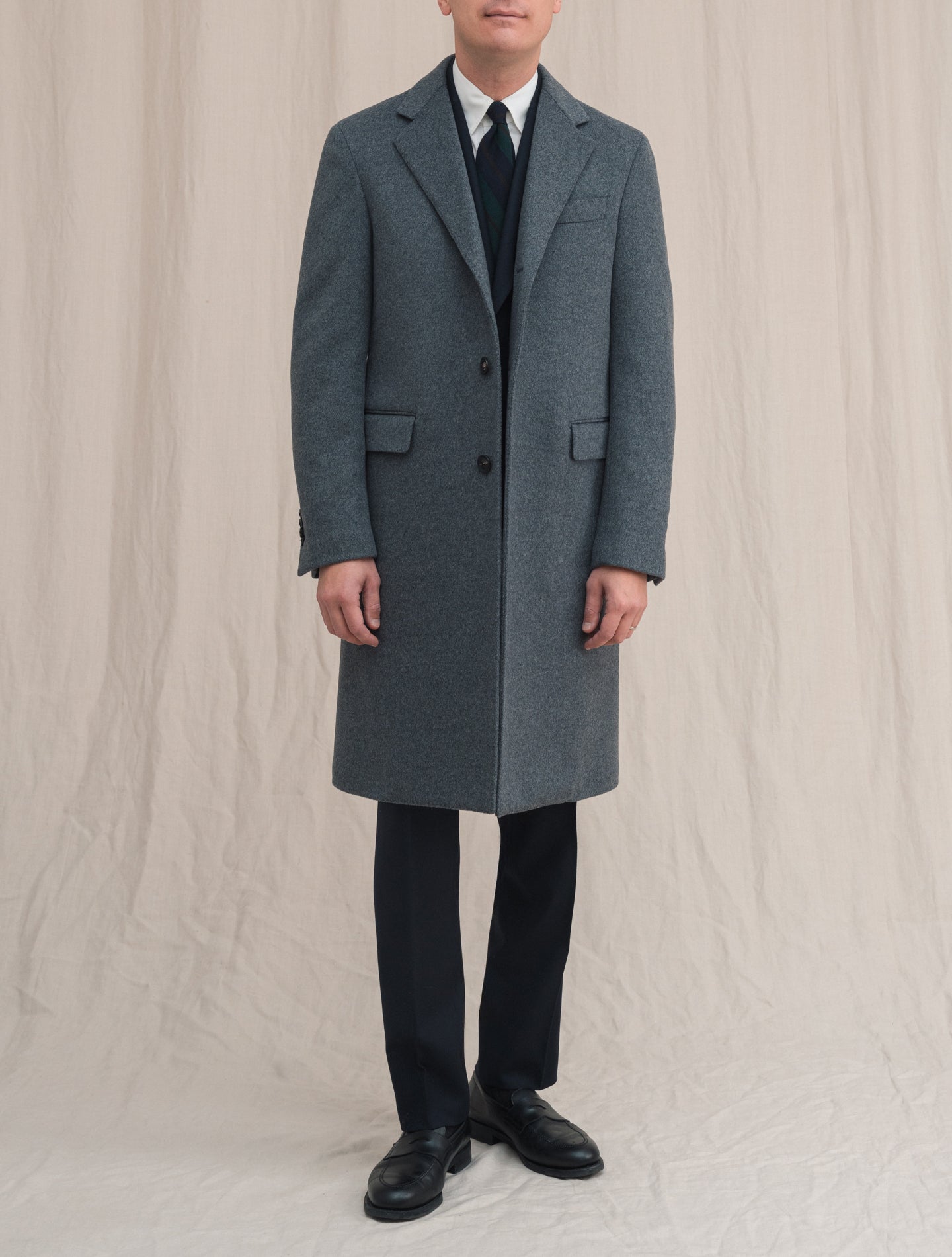 Single Breasted Wool Coat Grey Lardini Outerwear 48