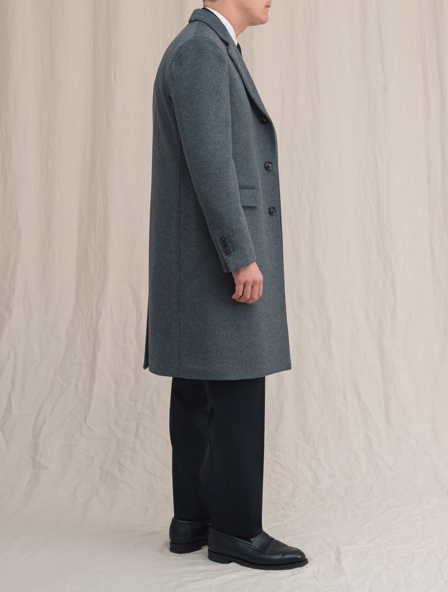 Single Breasted Wool Coat Grey Lardini Outerwear 48