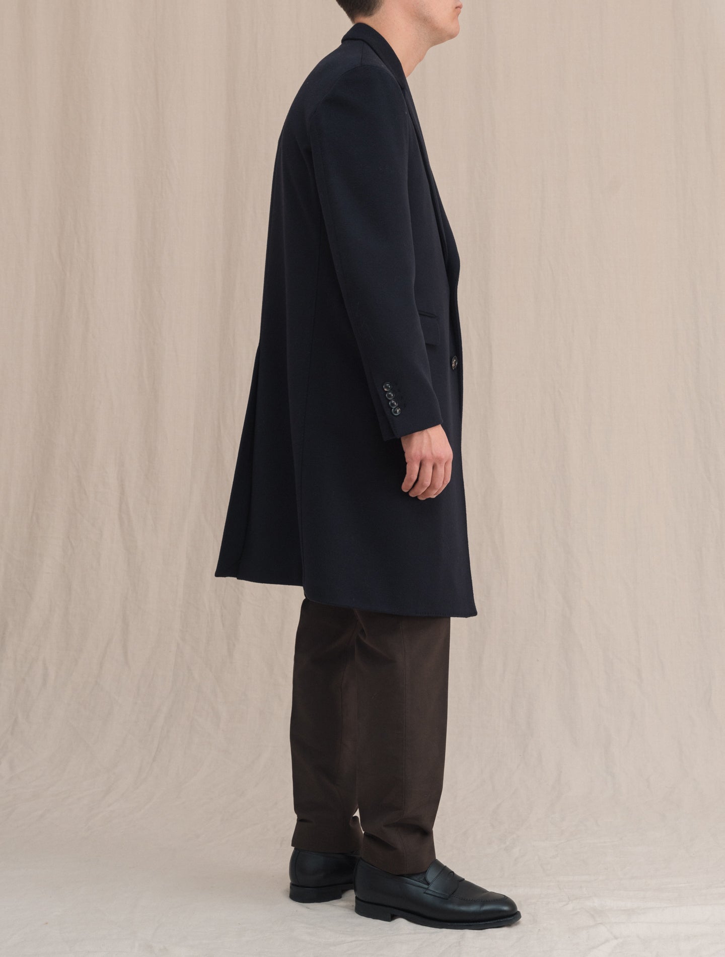 Single Breasted Wool Coat Navy | Gabucci