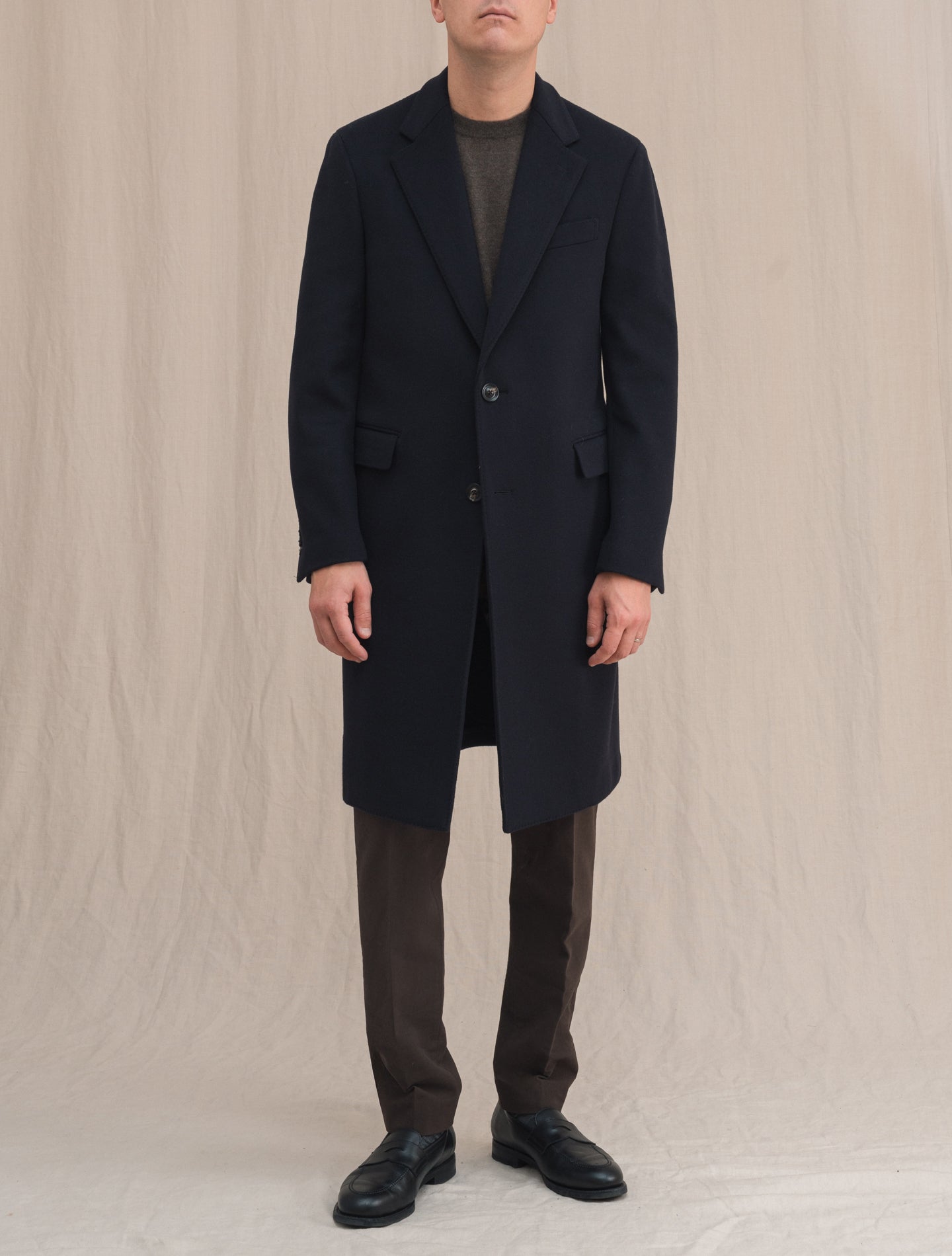 Single Breasted Wool Coat Navy | Gabucci