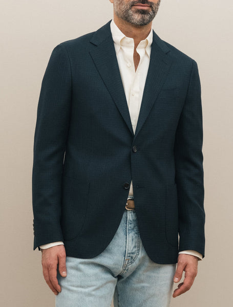 Lardini Jacket | Gabucci - Wool-Cotton Blend in Navy