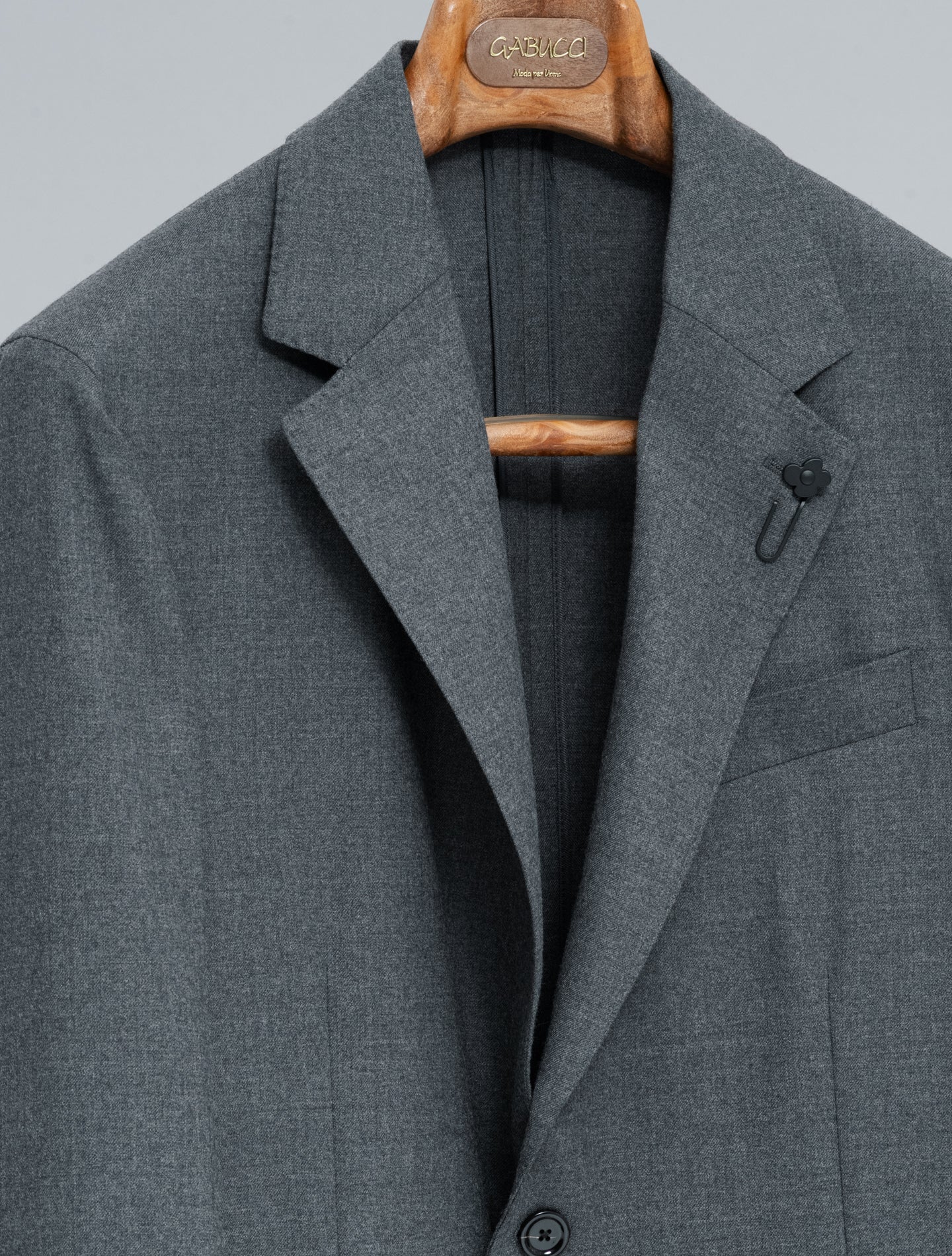 Single Breasted Wool Flannel Suit Grey Lardini Suits 48