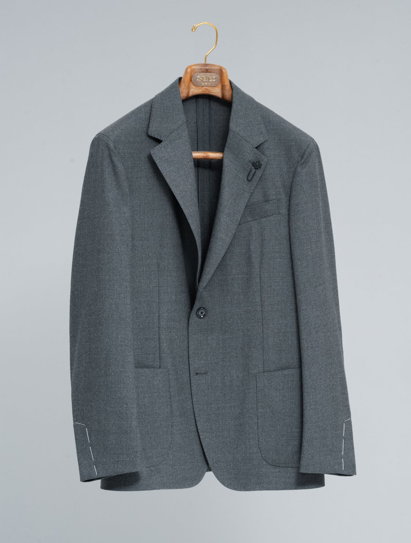 Single Breasted Wool Flannel Suit Grey Lardini Suits 48