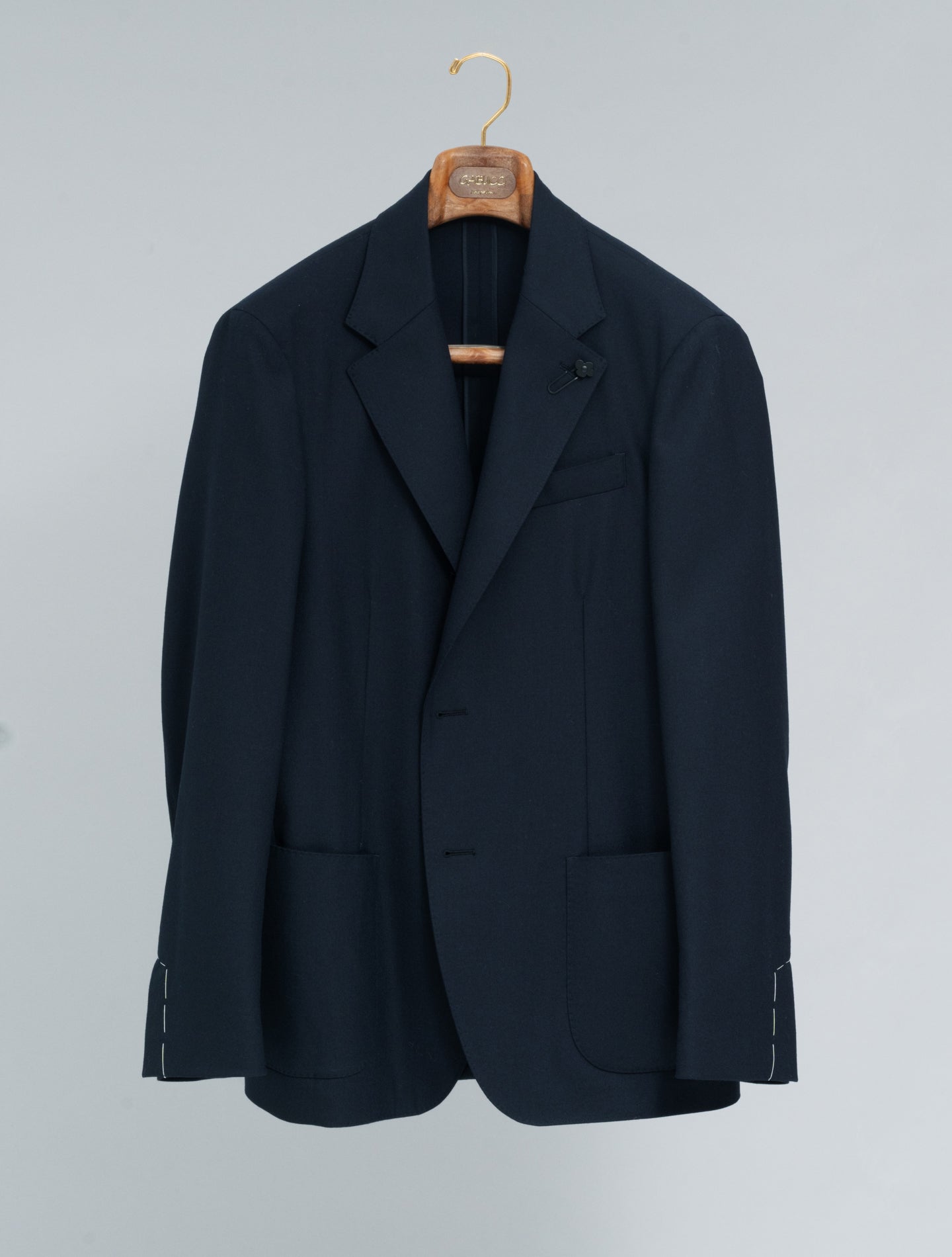 Single Breasted Wool Flannel Suit Navy Lardini Suits 48