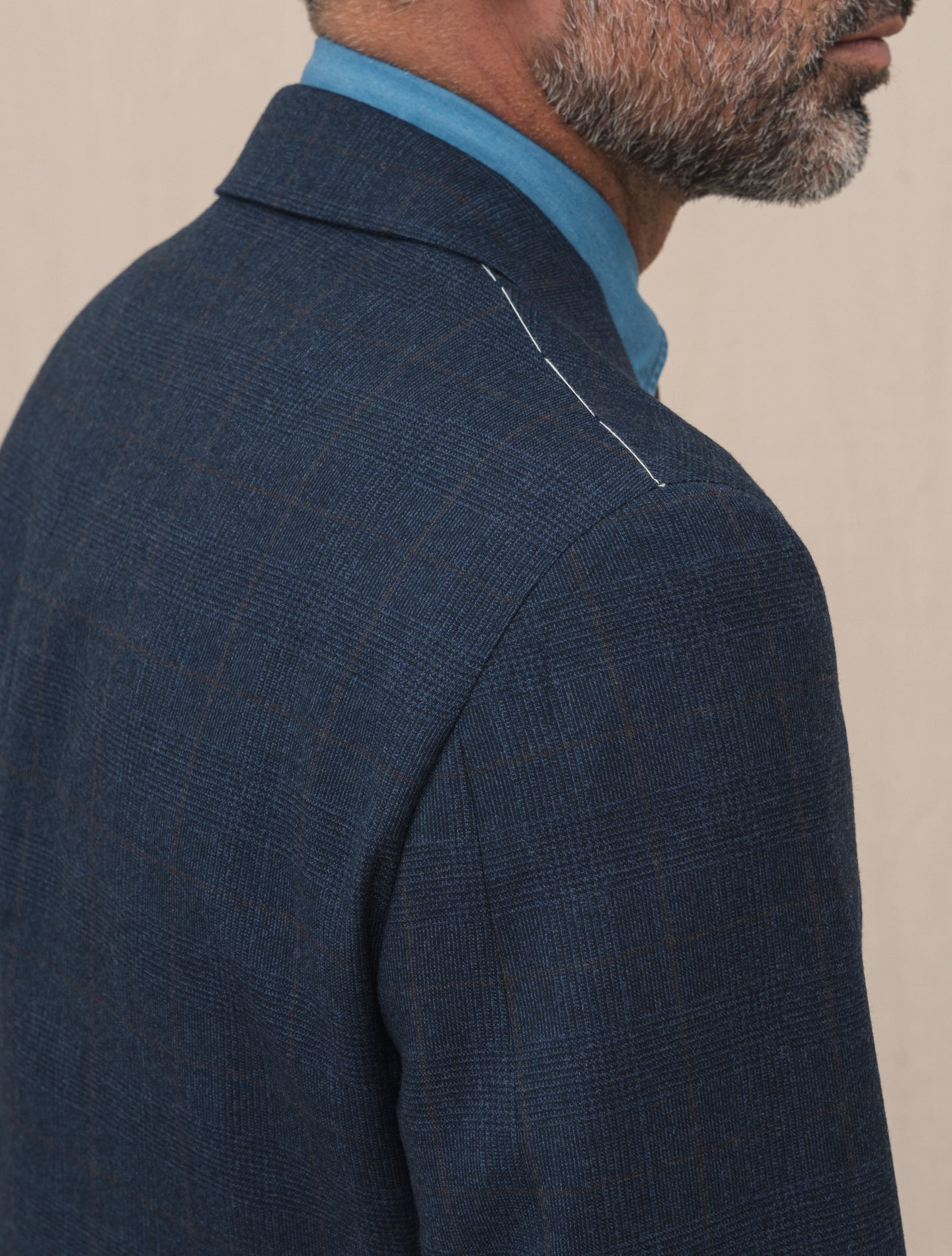 Single Breasted Wool Glencheck Suit Blue Belvest Suits Gabucci