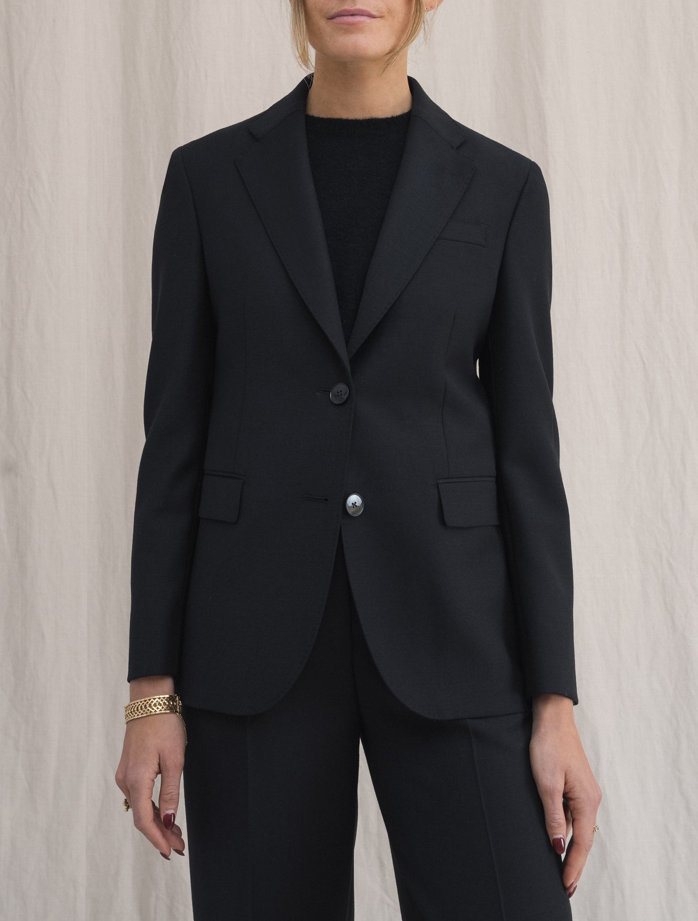 Single Breasted Wool Jacket Black | Gabucci