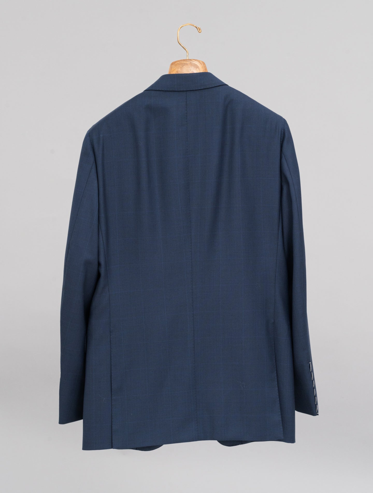 Single Breasted Wool Prince of Wales Suit Navy Caruso Suits 48