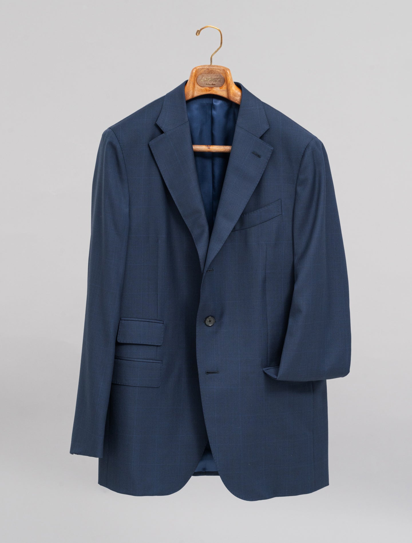 Single Breasted Wool Prince of Wales Suit Navy Caruso Suits 48