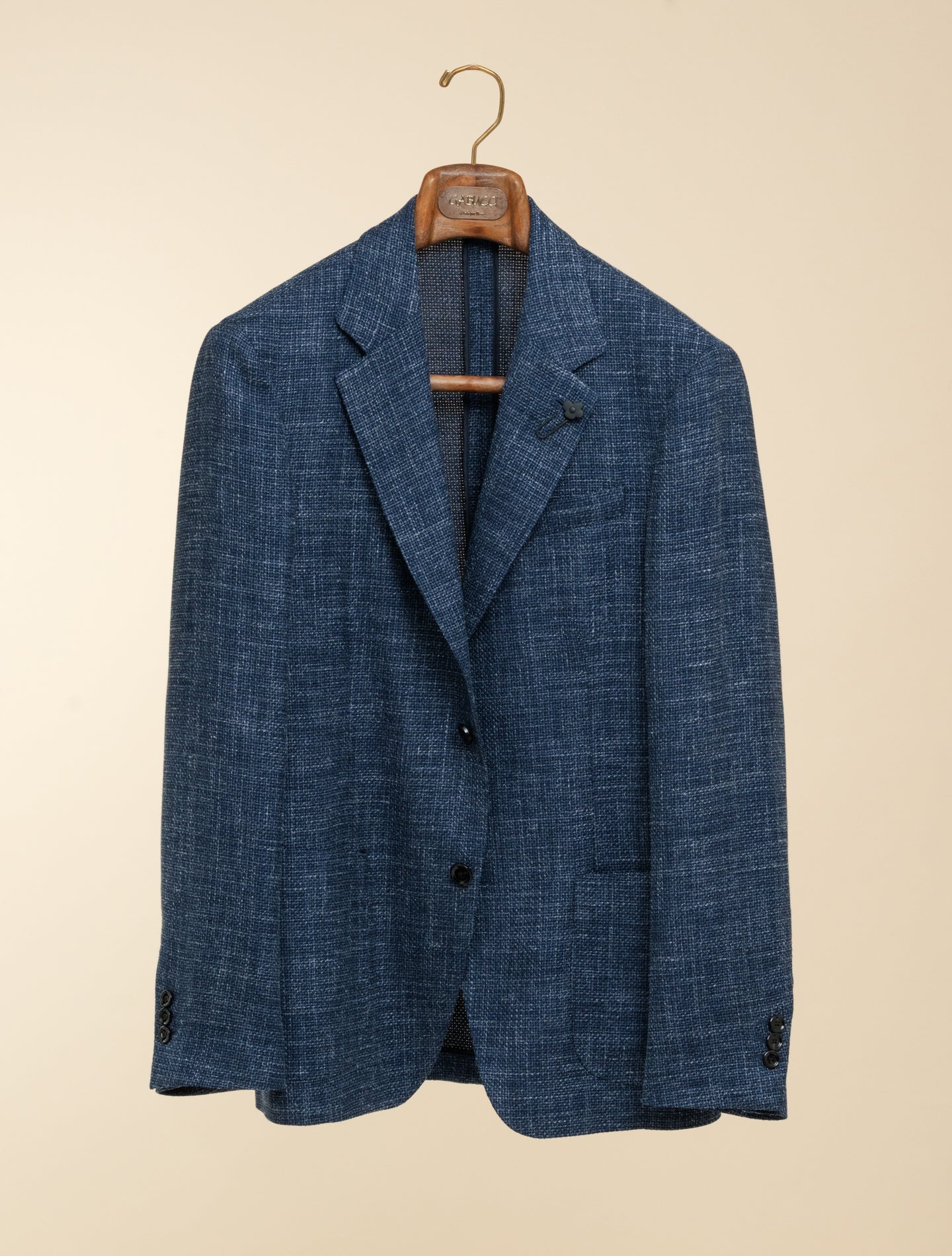Single Breasted Wool Silk Linen Jacket Blue Lardini Jackets 48