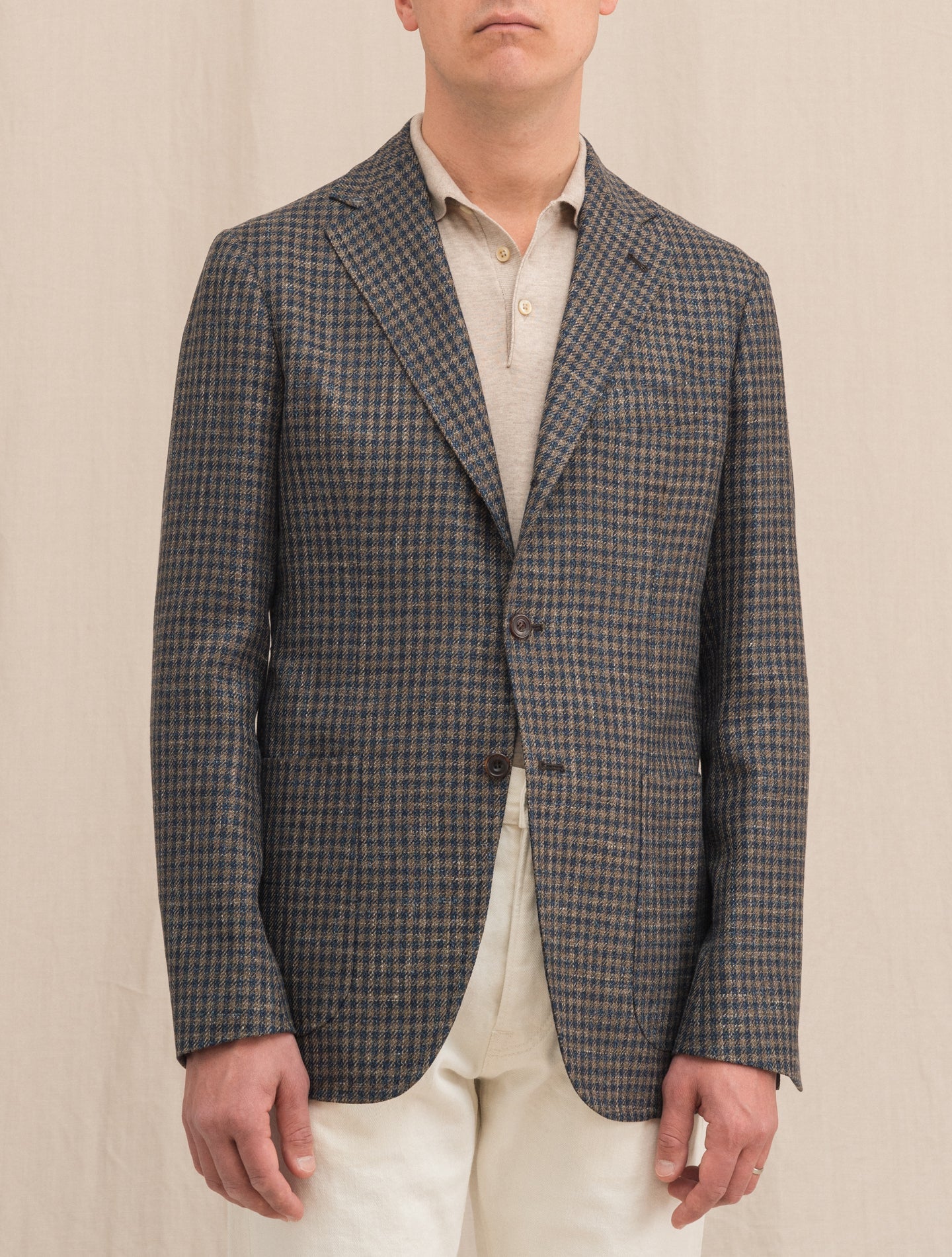 Single Breasted Wool Silk Linen jacket Brown | Gabucci